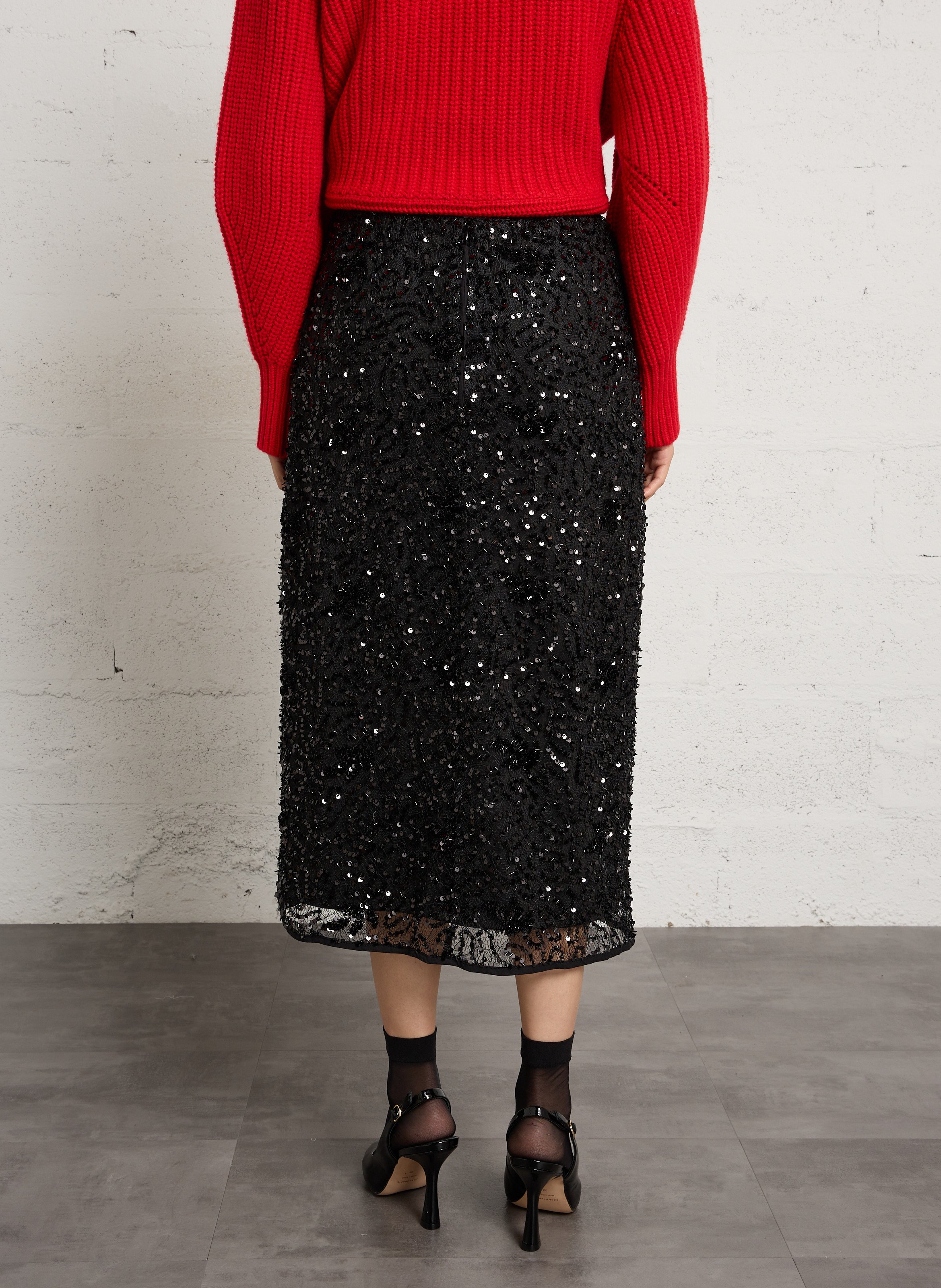 Halflange rok met lovertjes Floride  JC SOPHIE Zwart