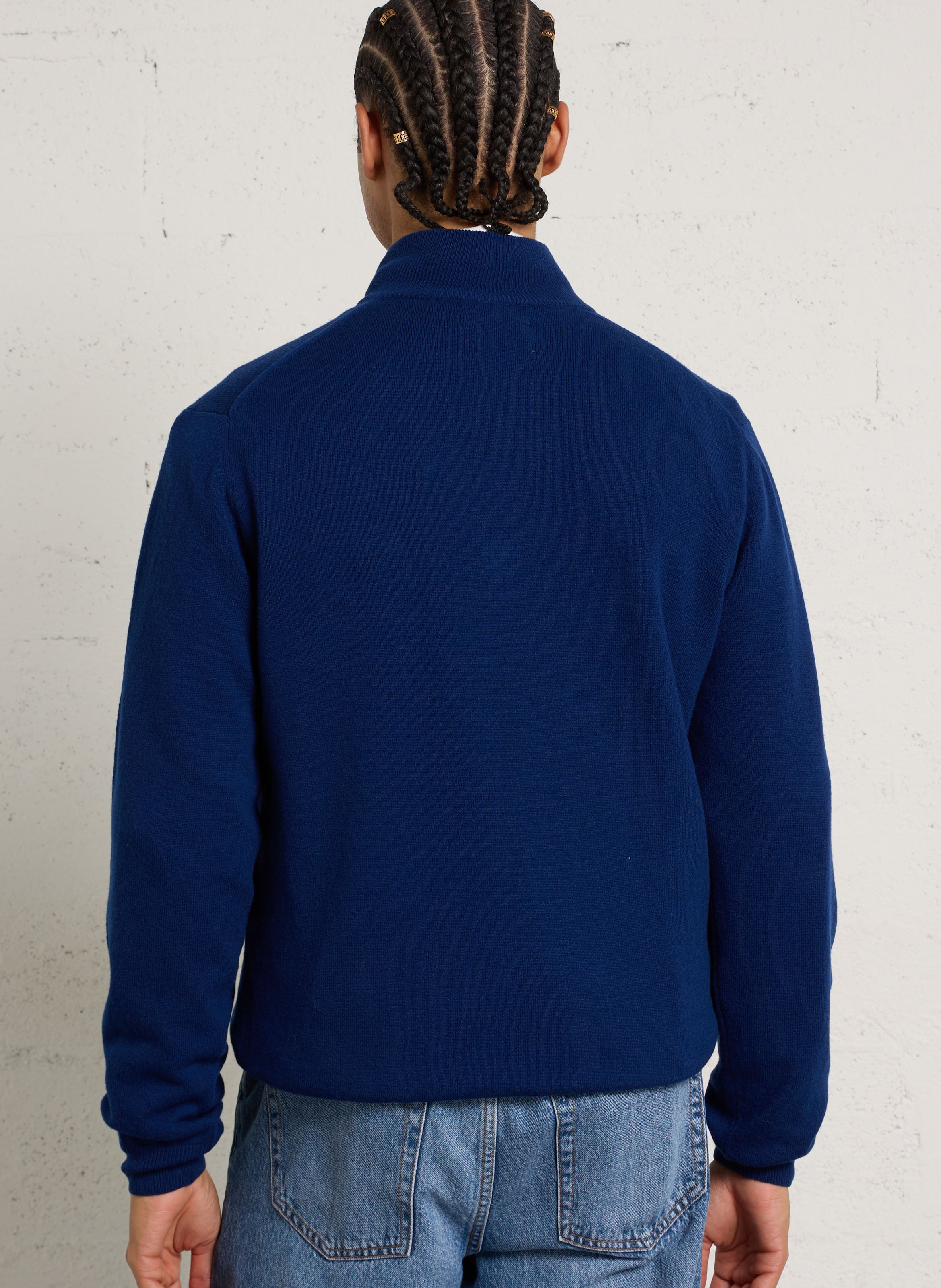 Pull droit col montant zippé en laine GANT Bleu