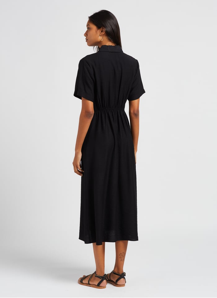 Vestido Midi De Viscosa Con Cuello De Camisa Noir An'ge - Mujer | Place des Tendances Vestido Midi De Viscosa Con Cuello De Camisa Noir An'ge - Mujer | Place des Tendances