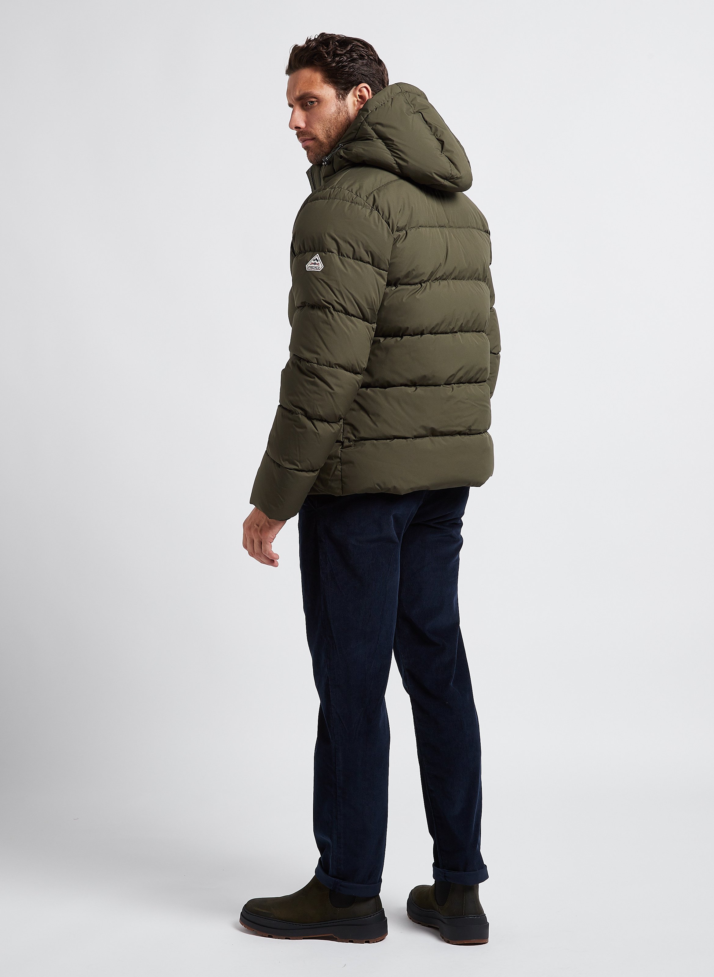 Vert High collar down jacket with removable hood