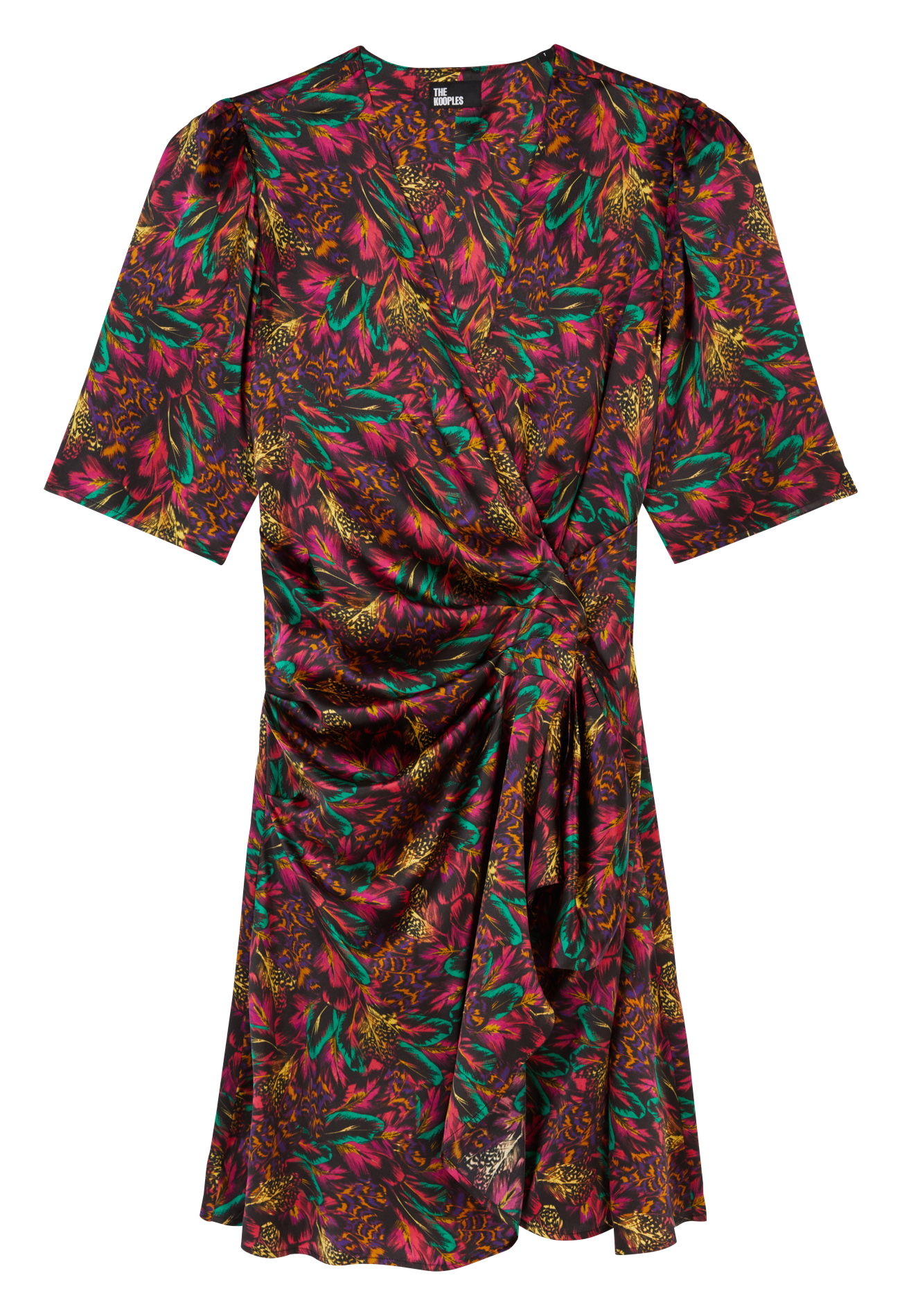 Short printed silk wrap dress THE KOOPLES Multicolored