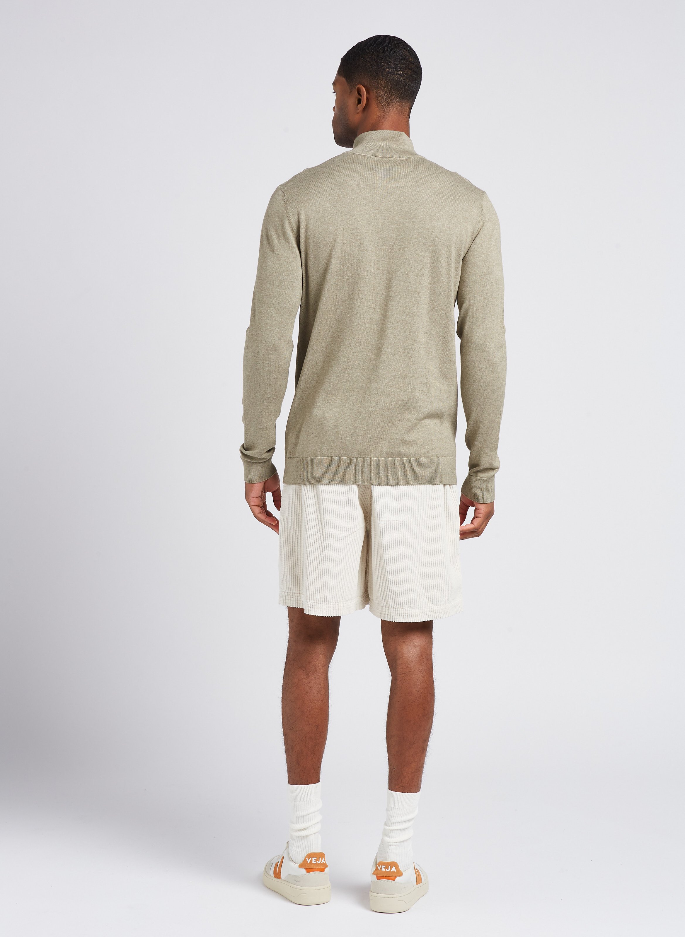 Baumwollpullover mit Stehkragen und Reißverschluss, Regular Fit SELECTED Grau