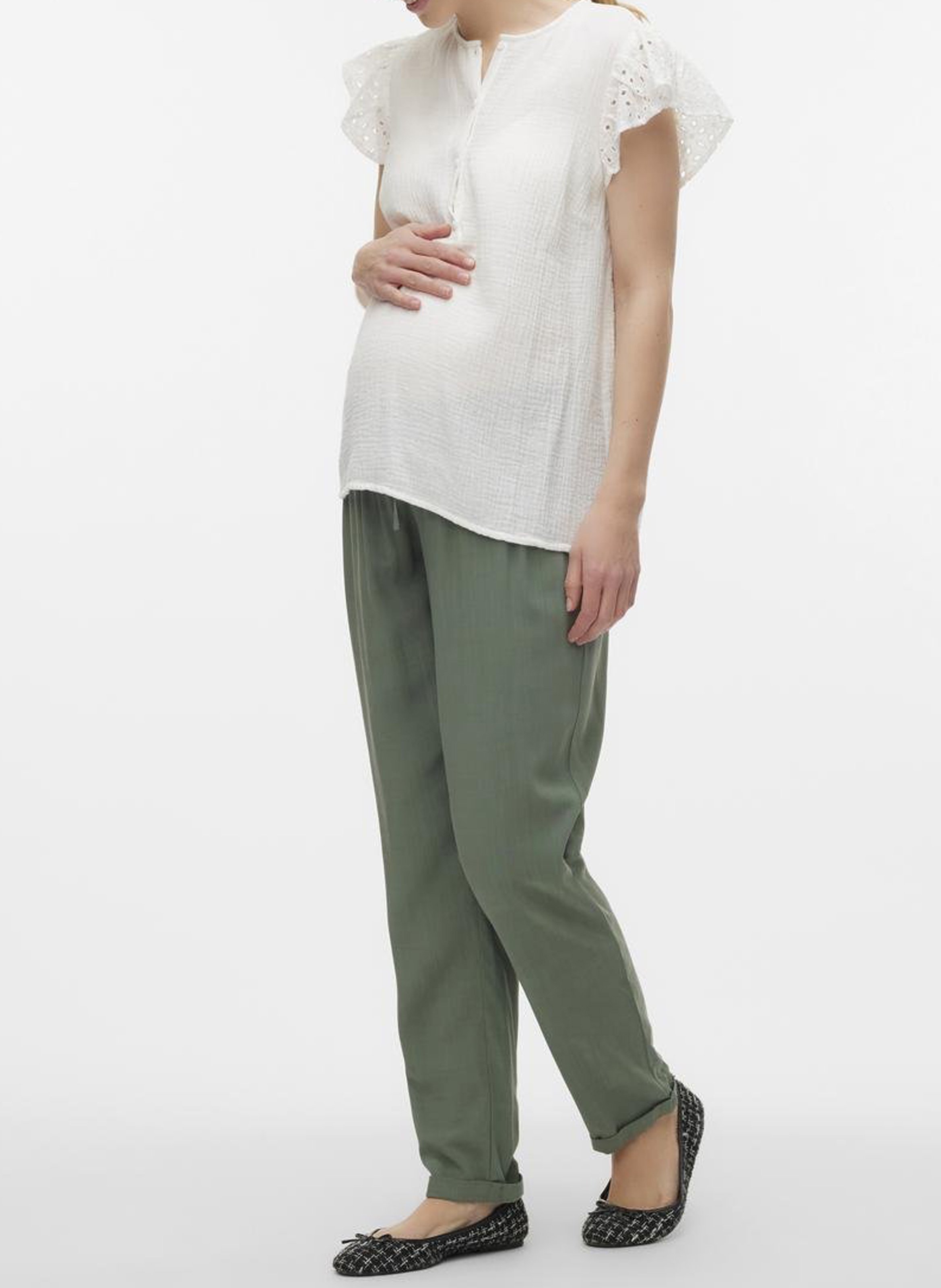 Straight round-neck cotton top MAMALICIOUS White