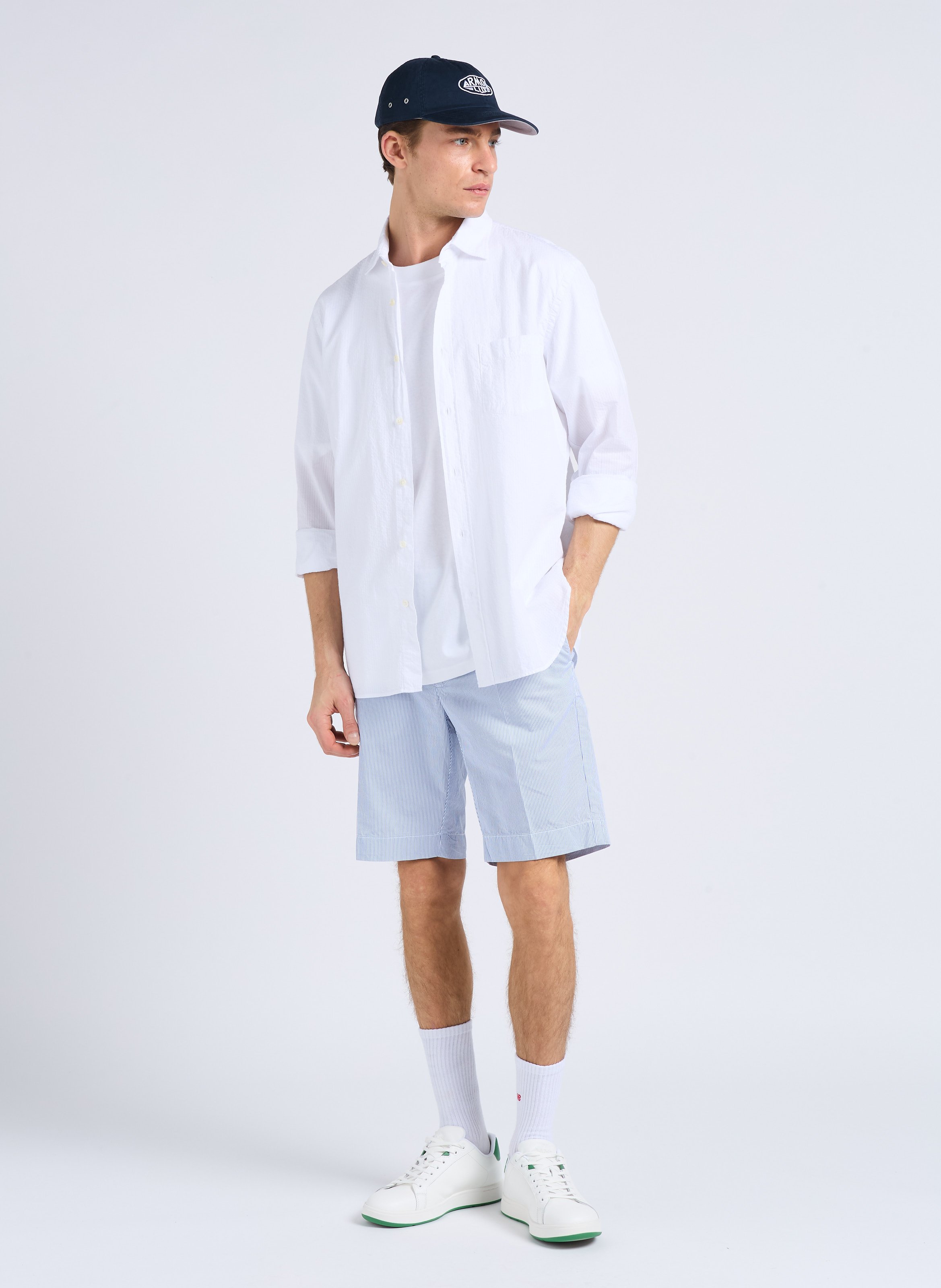 Regular-fit striped cotton shirt HARTFORD White