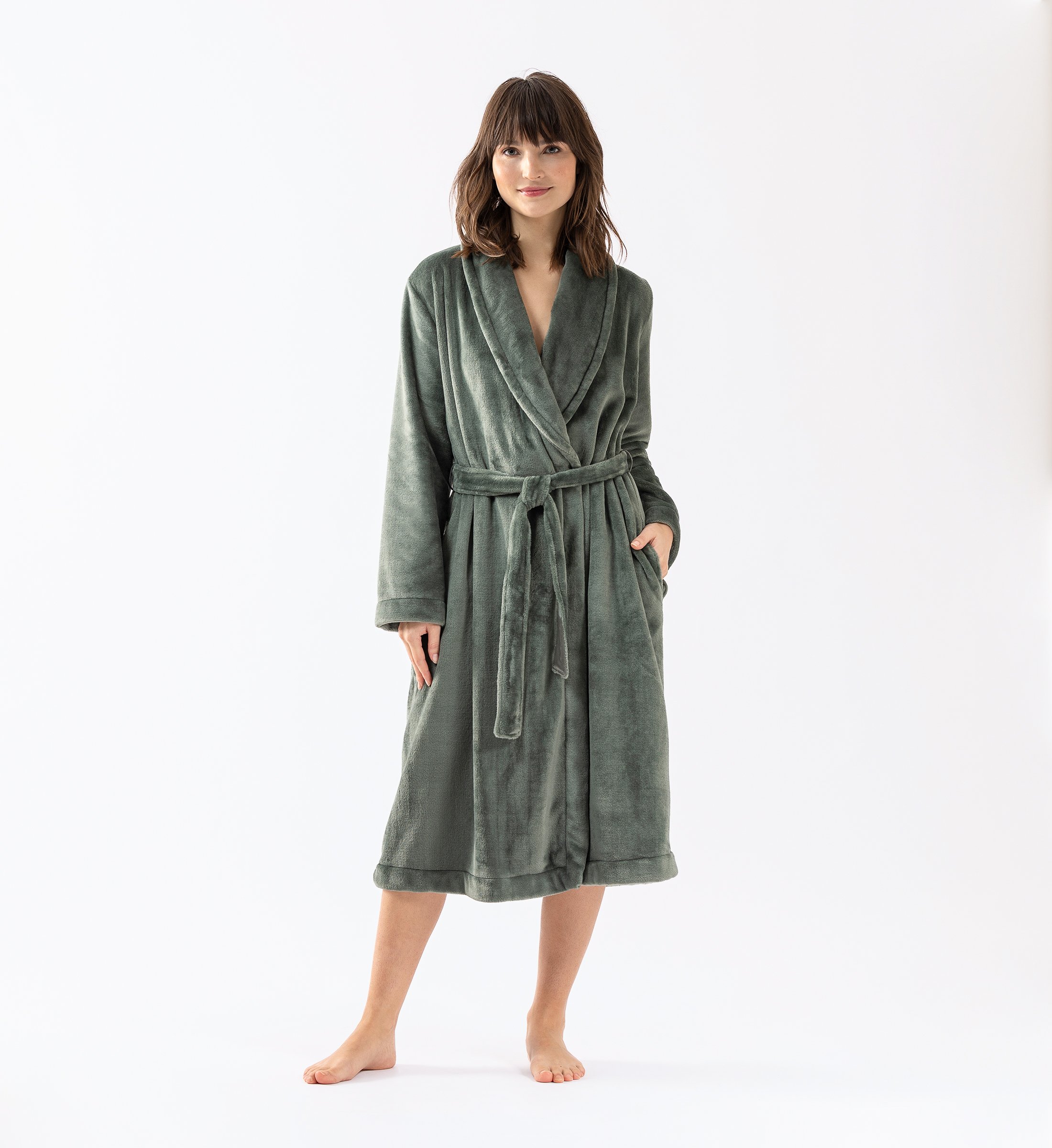 Plush Flannel Robe LE CHAT Green