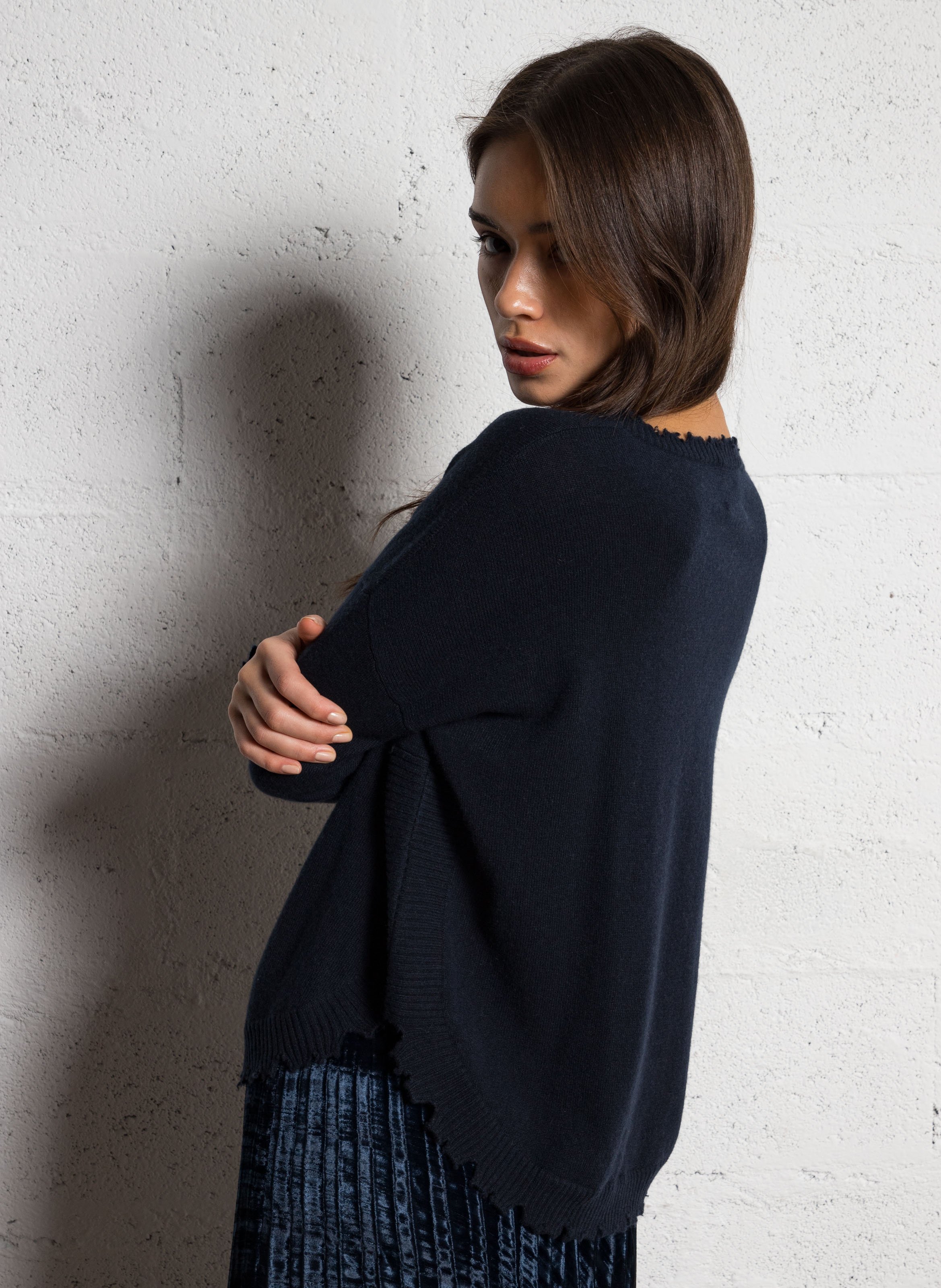 Pull oversize en cachemire maillé KUJTEN Bleu