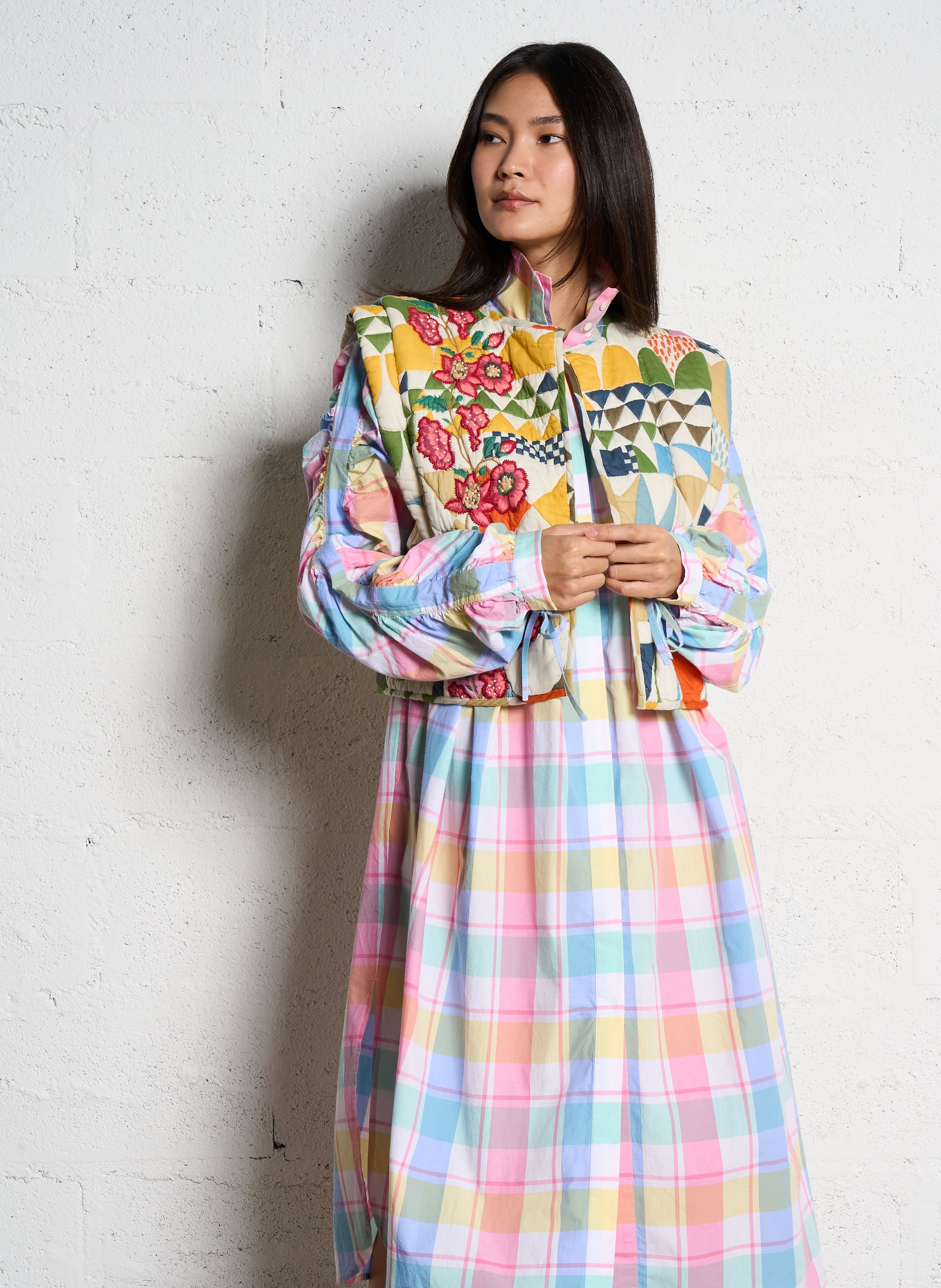 Robe midi imprimée en coton V DE VINSTER Multicolore