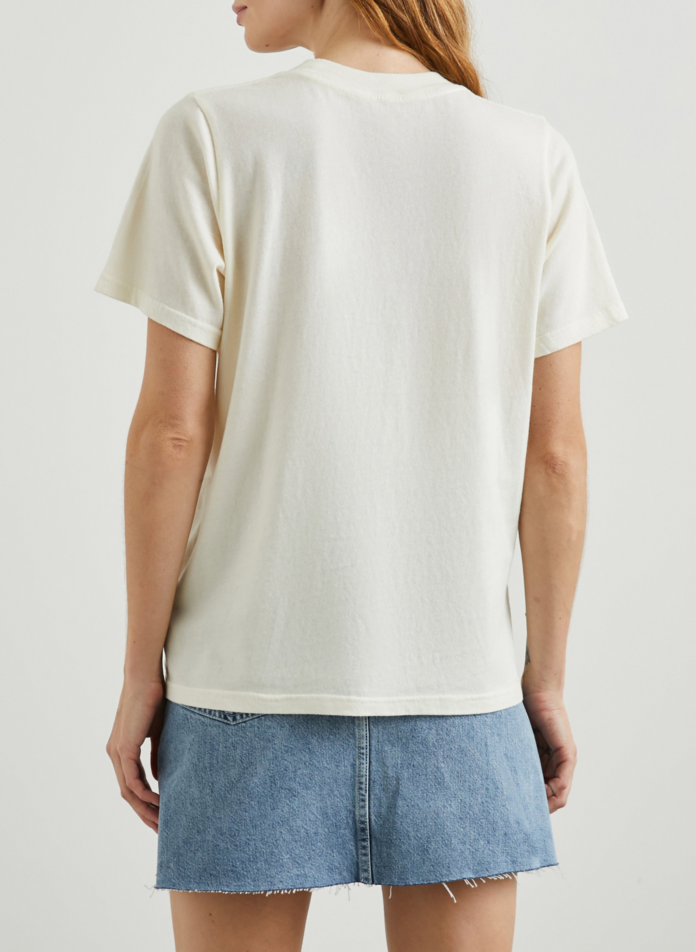 Tee-shirt droit col rond sérigraphié en coton RAILS Beige