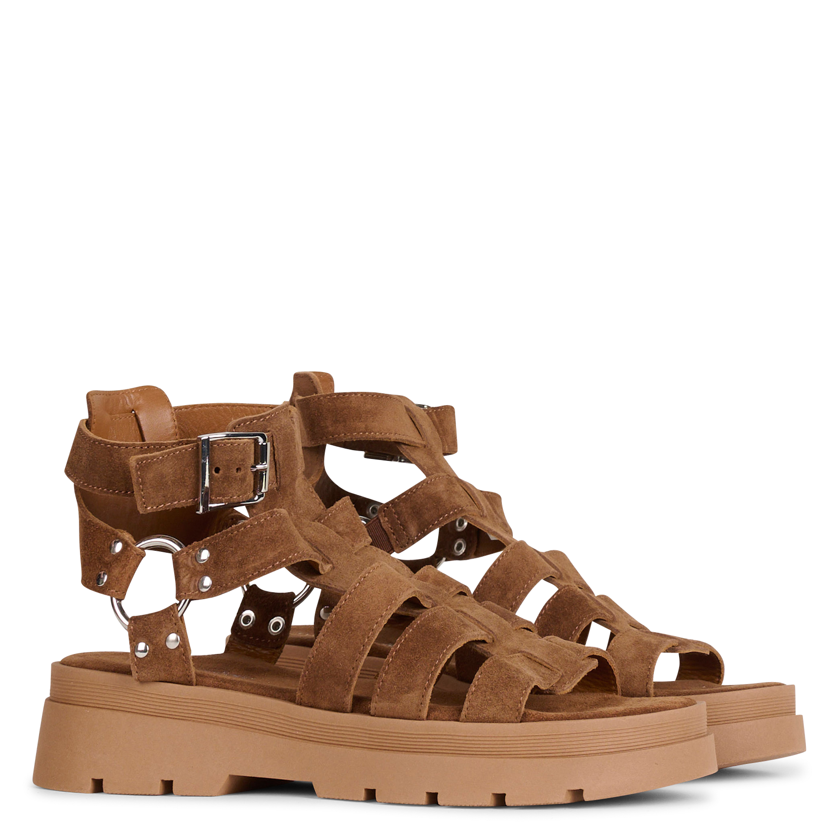 Sandales plates multibrides en cuir MELLOW YELLOW Marron