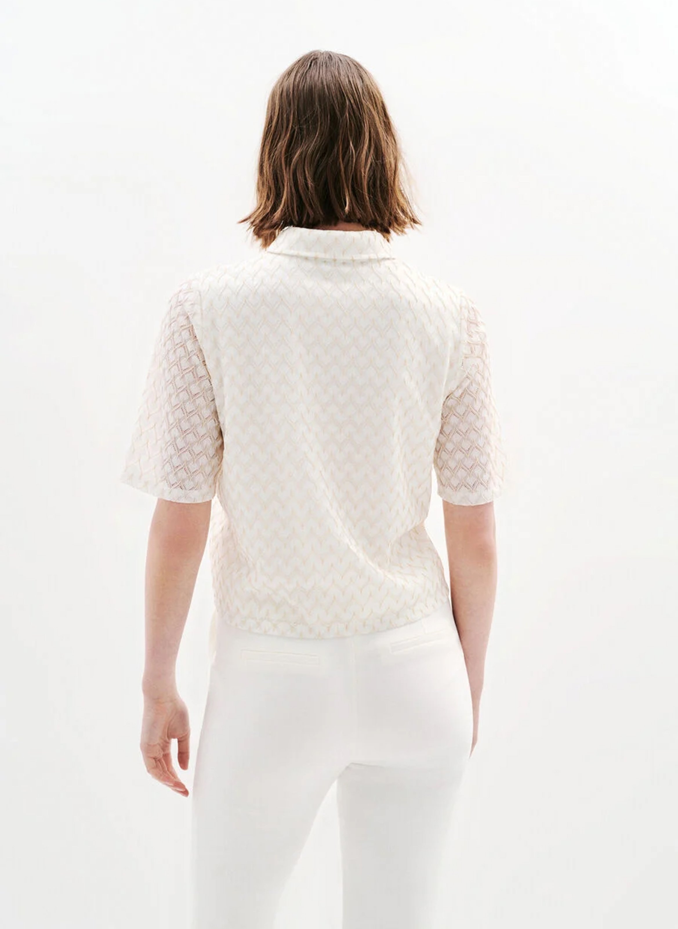 Top col classique  CAROLL Blanc