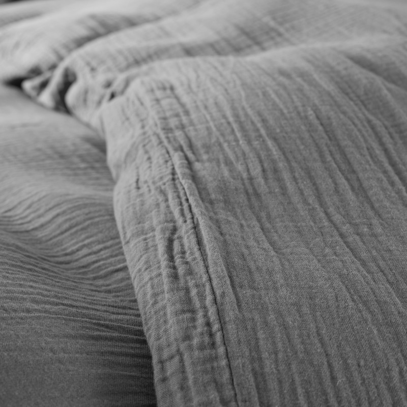 Complete set 4 pieces "noah" cotton gauze 260 x 240 for 180 cm king size bed COTON PUR Grey