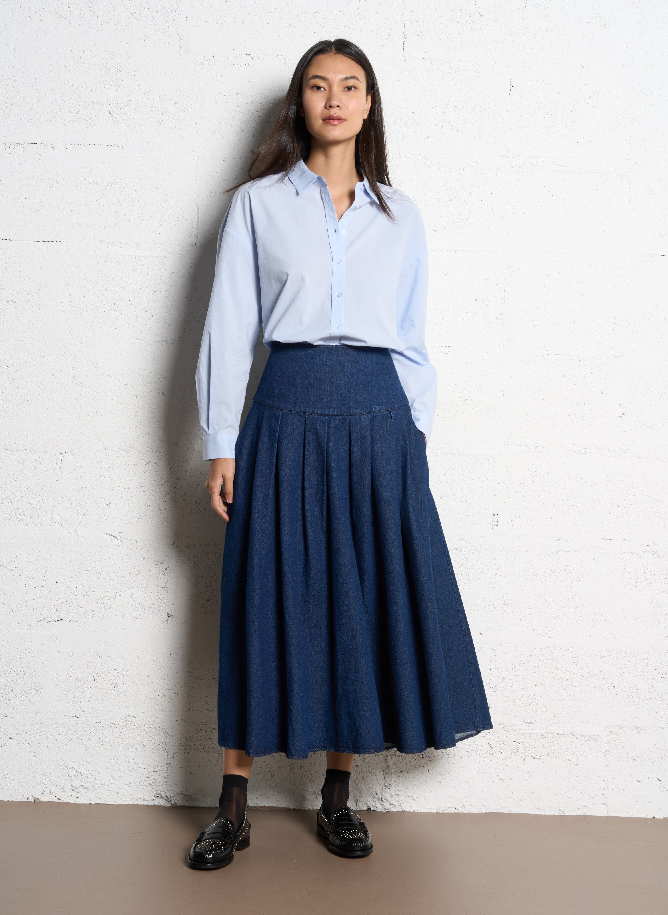 Midirock aus Baumwoll-Mix JC SOPHIE Gelb