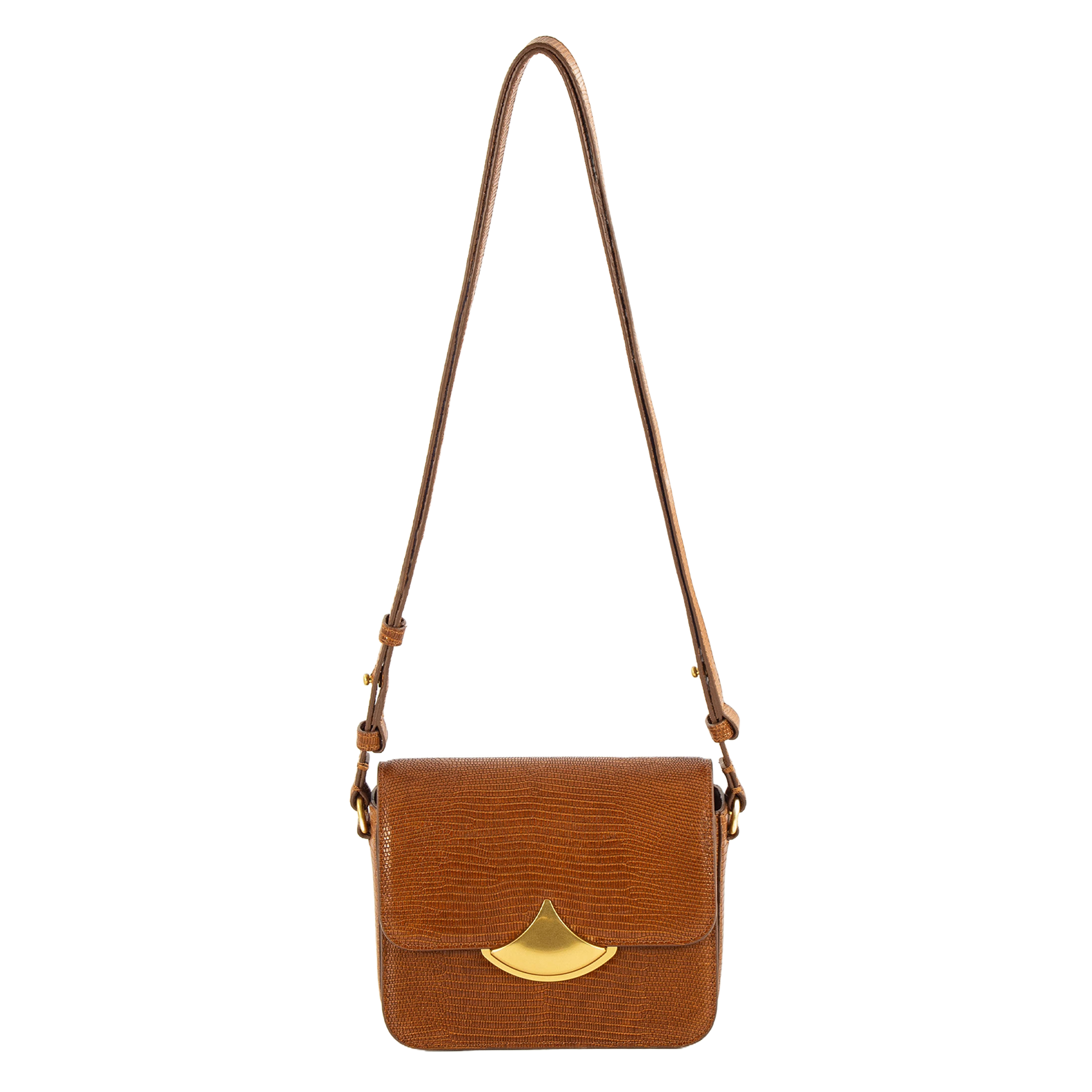 Crocodile effect leather shoulder bag SESSUN Brown