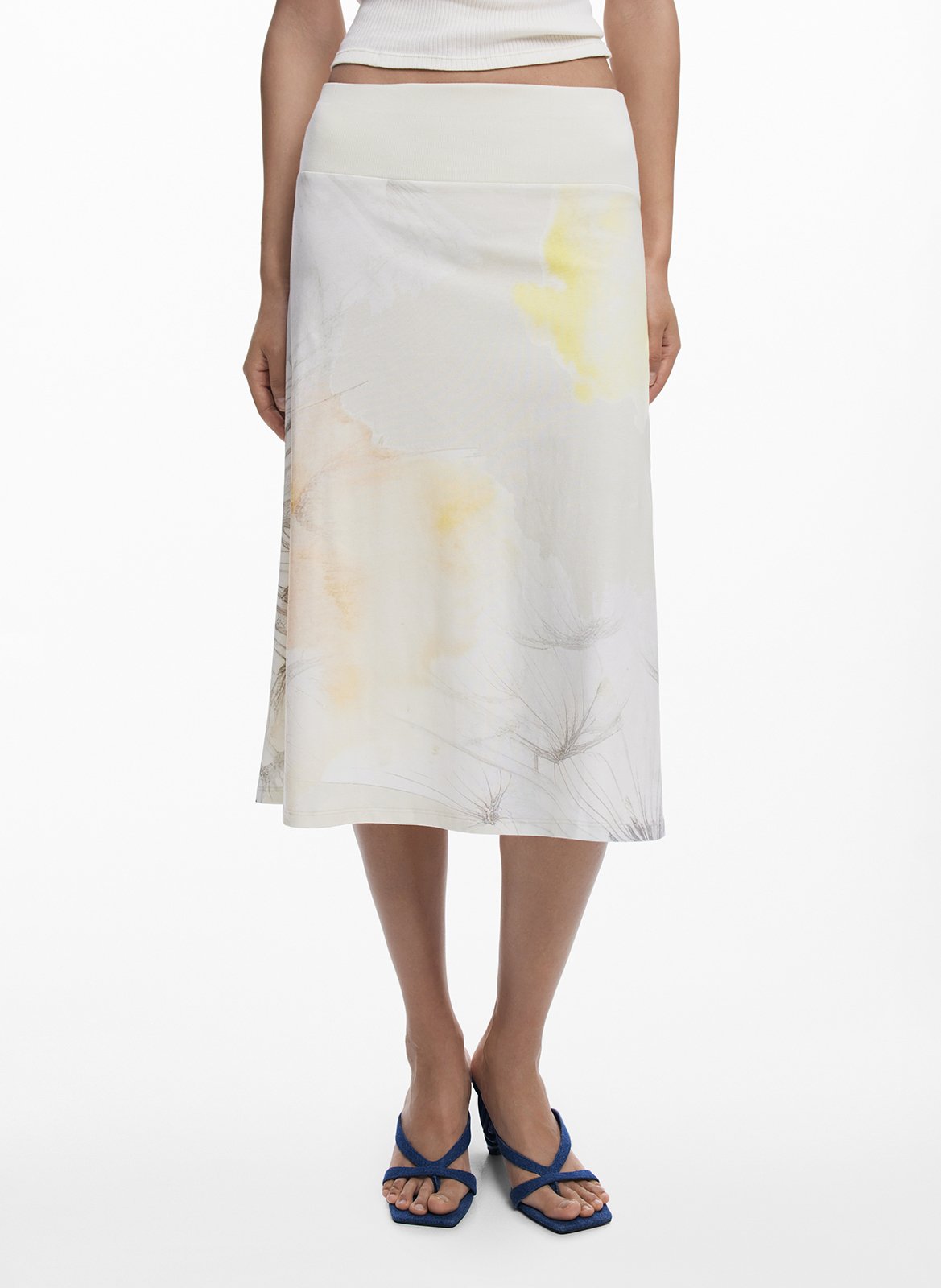 Gonna longuette stampata in misto cotone DESIGUAL Nero