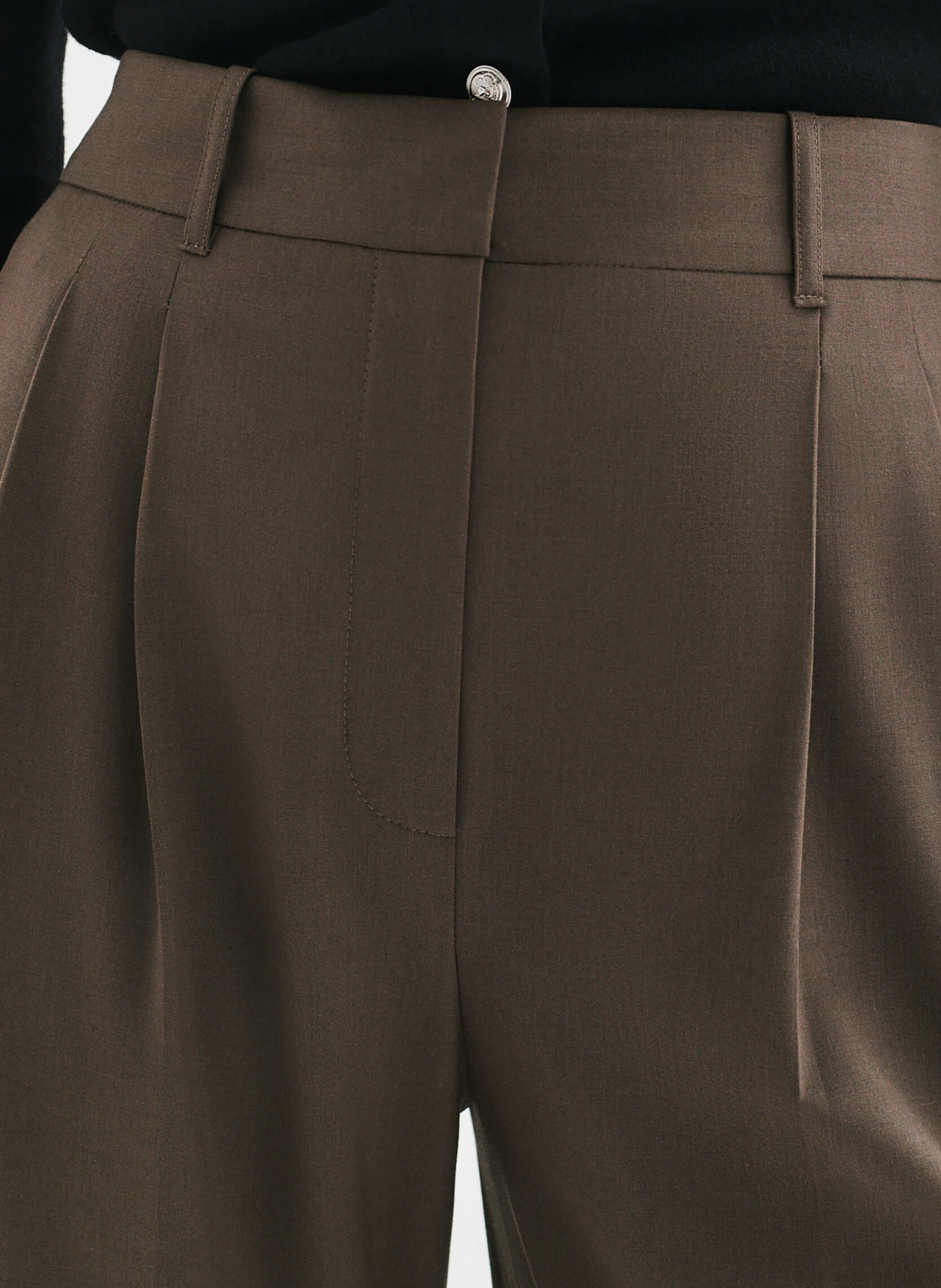 Pantalon à pinces droit CAROLL Marron