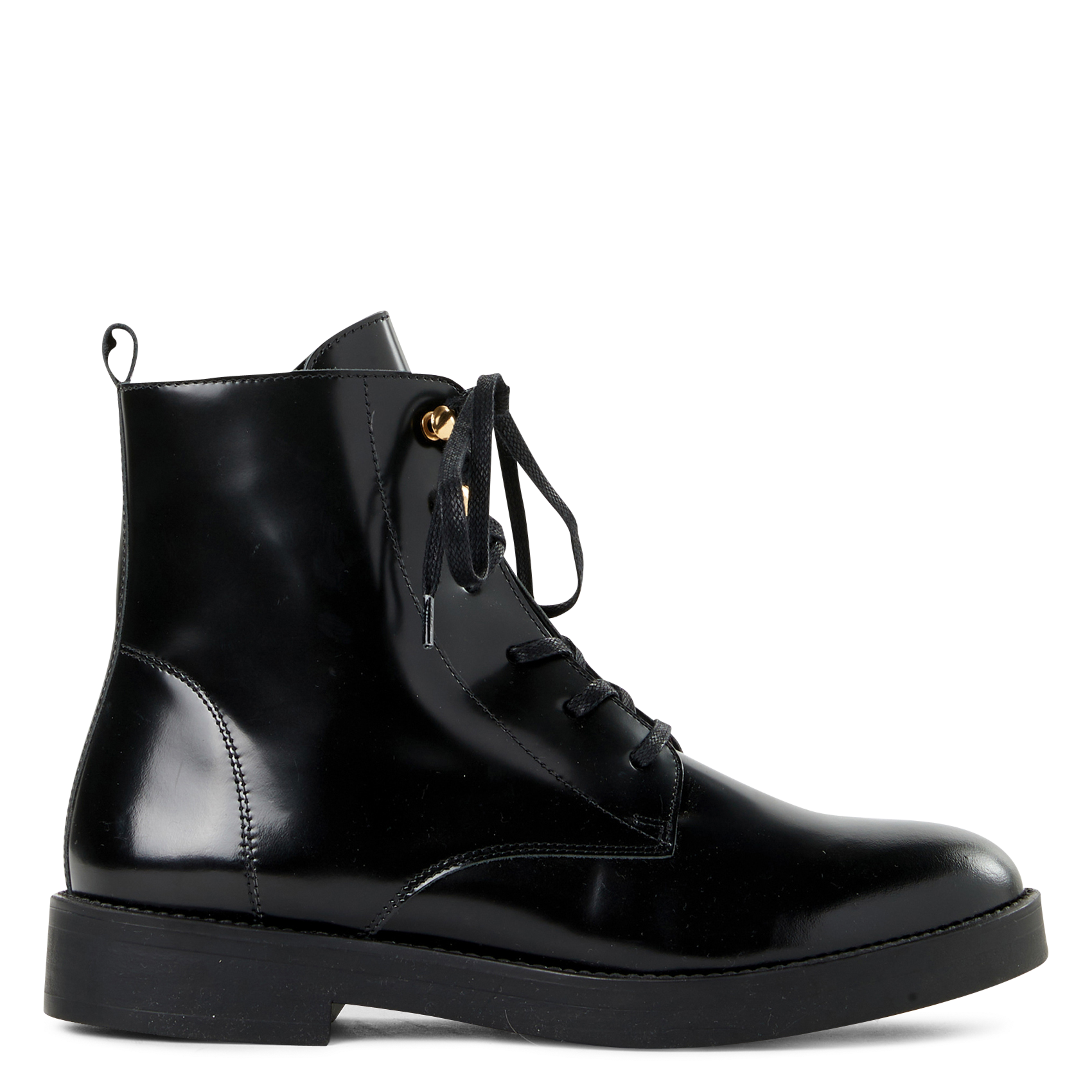 Glazed leather lace-up mid-calf boots SAISON 1865 Black