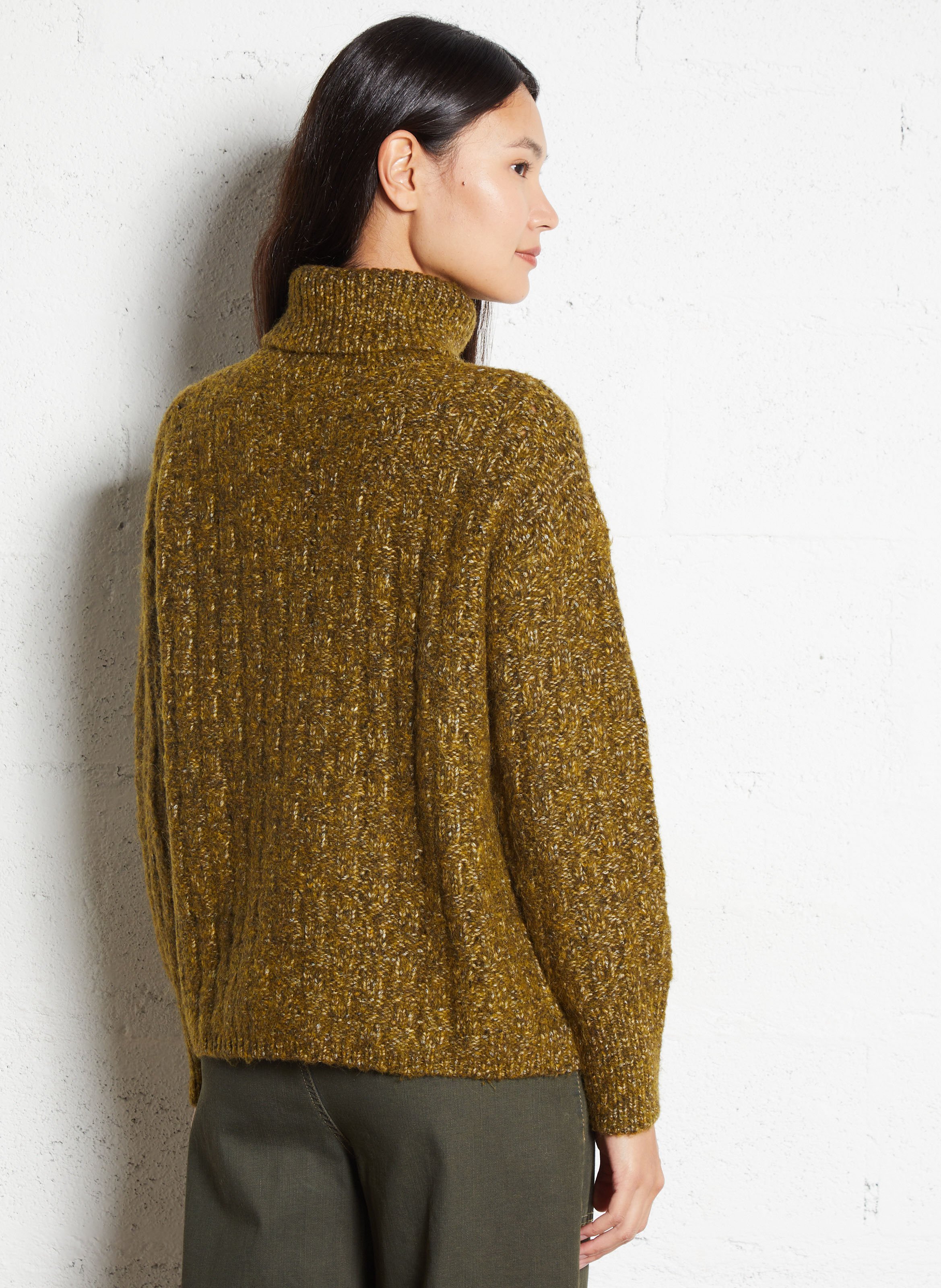 Pull col roulé en laine MAISON 123 Kaki