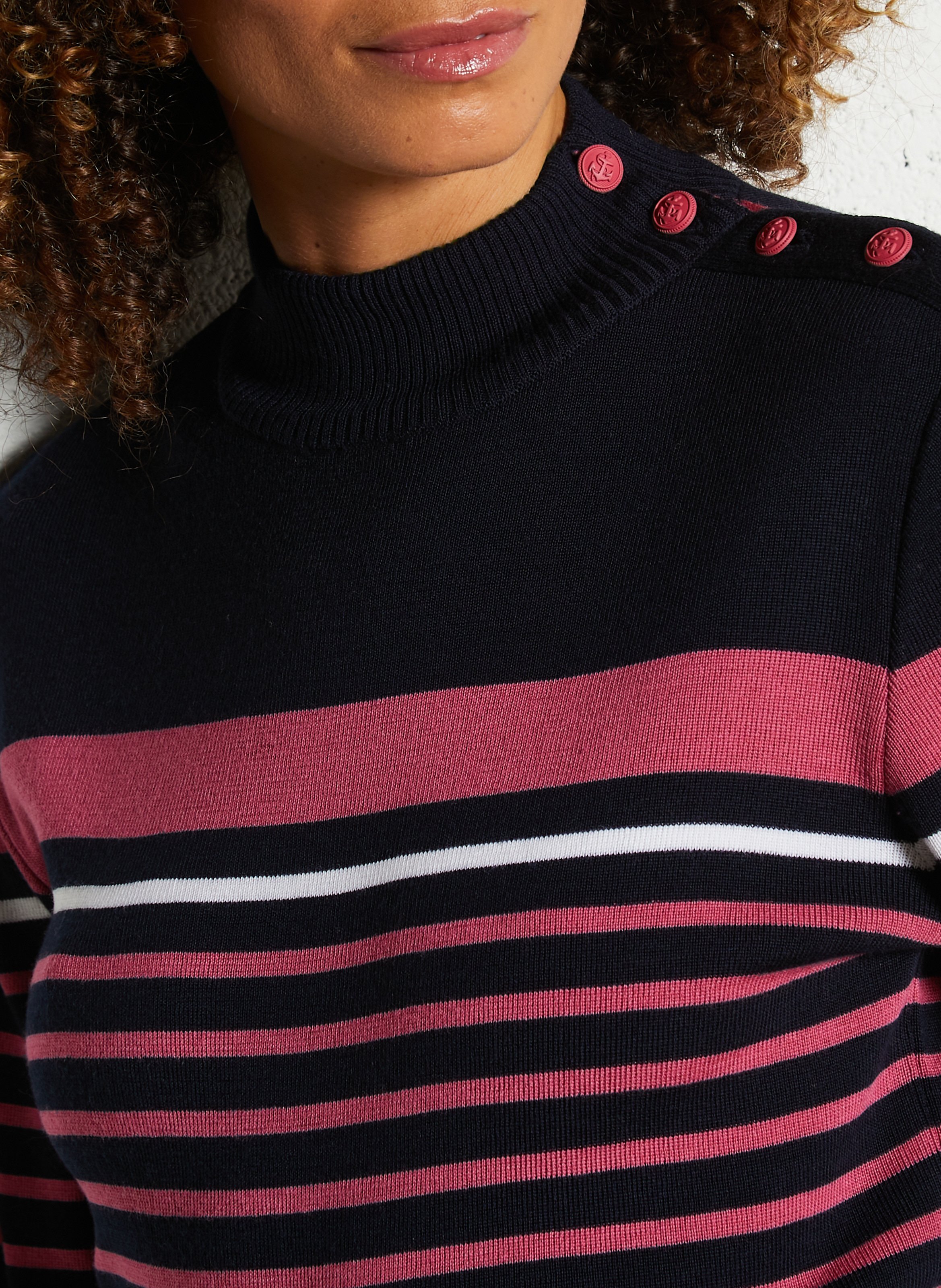 Pull marin col montant en laine ARMOR LUX Bleu