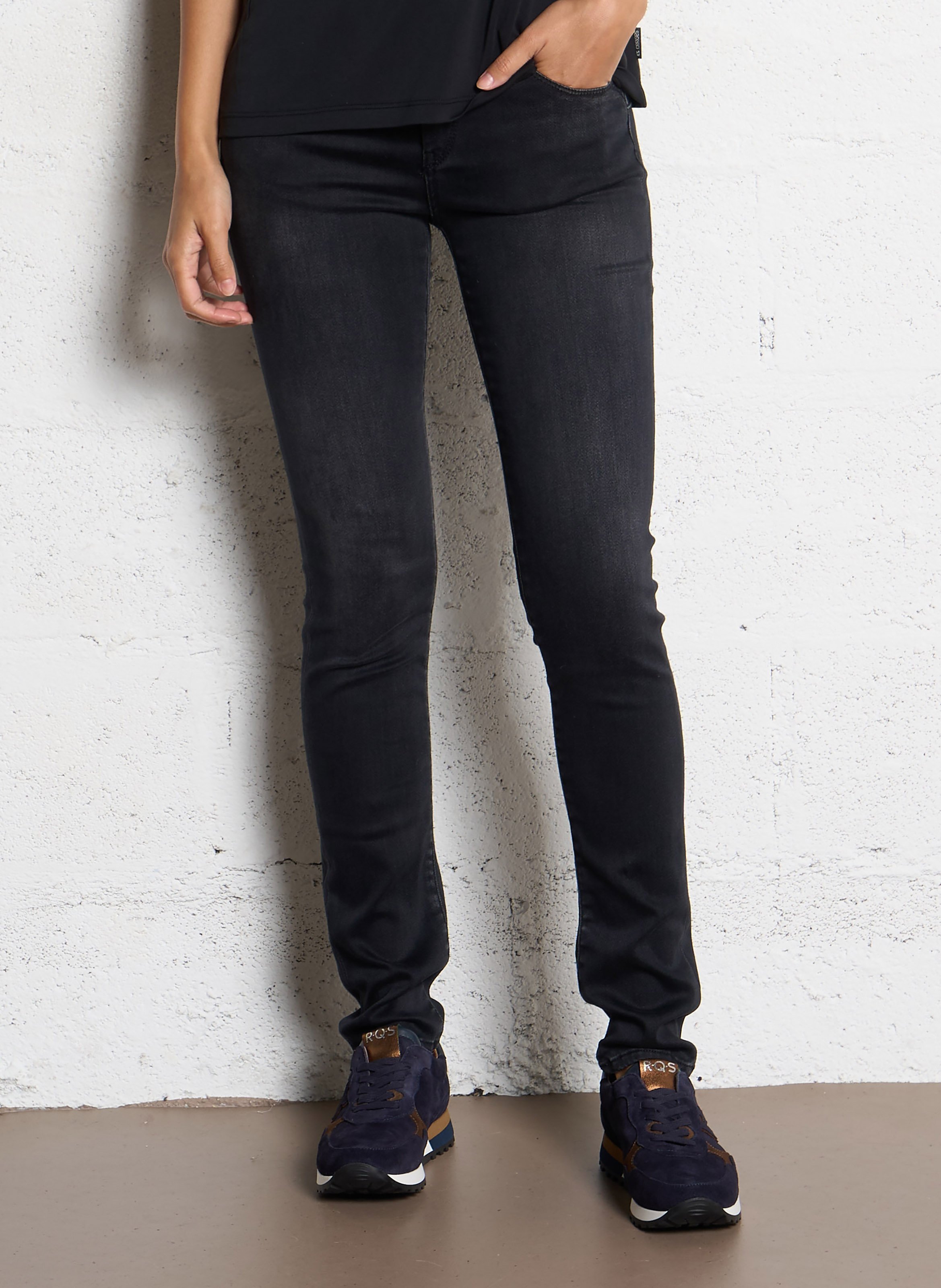 Jean slim en coton mélangé LE TEMPS DES CERISES Noir