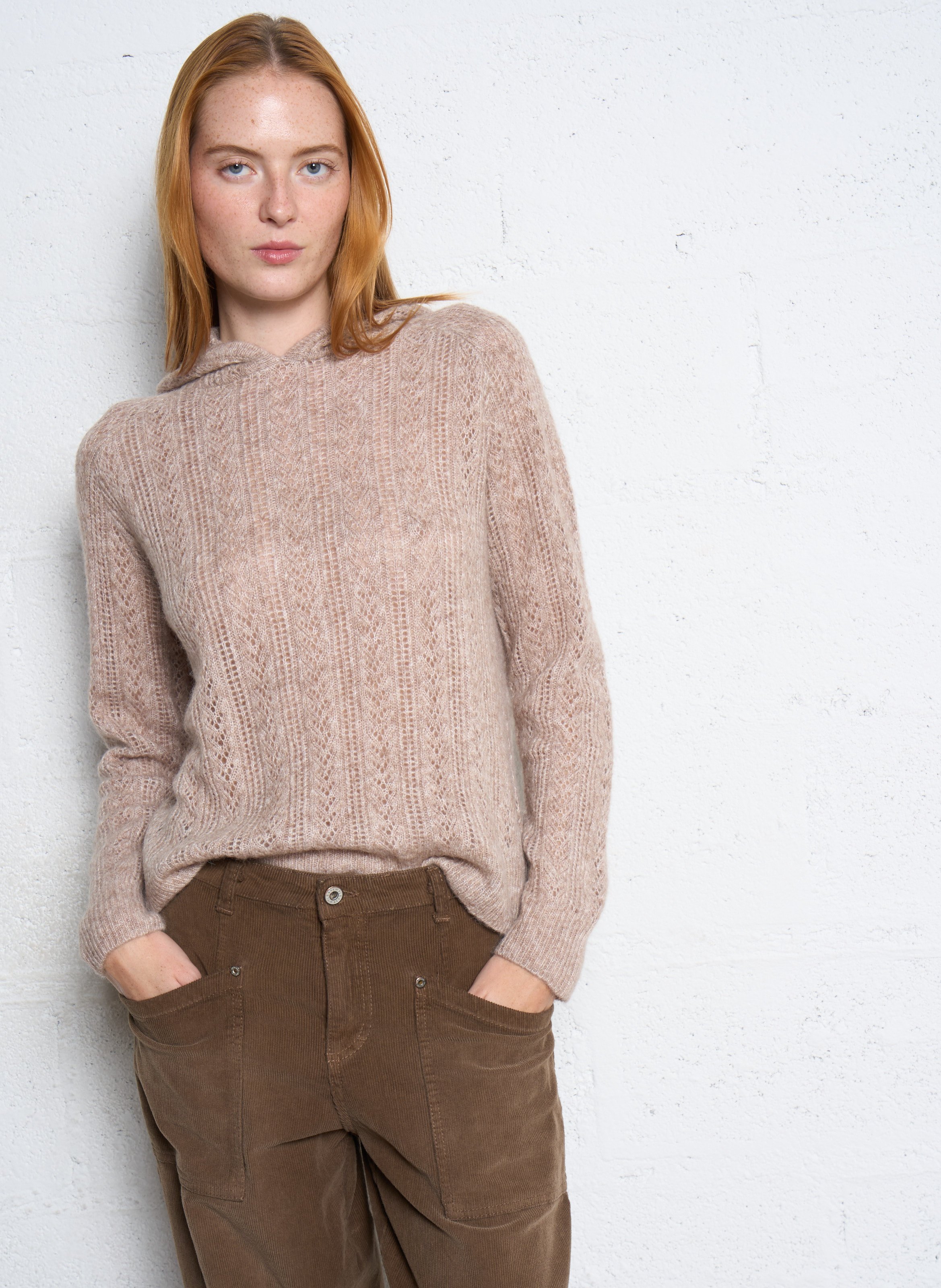 Pull droit à capuche en laine mélangée SUD EXPRESS