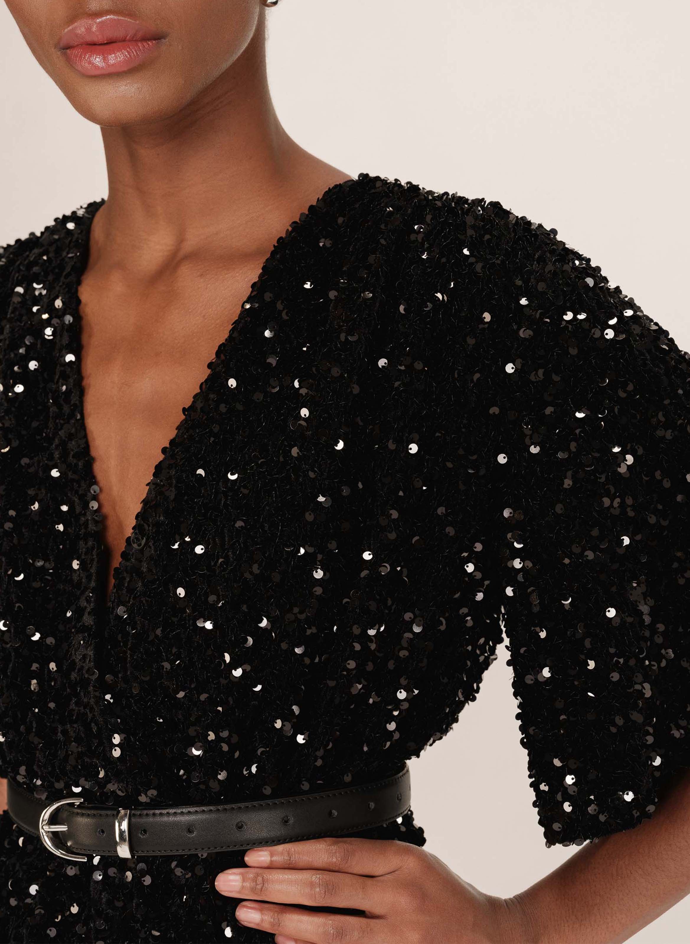 Straight sequined playsuit GRACE ET MILA Black