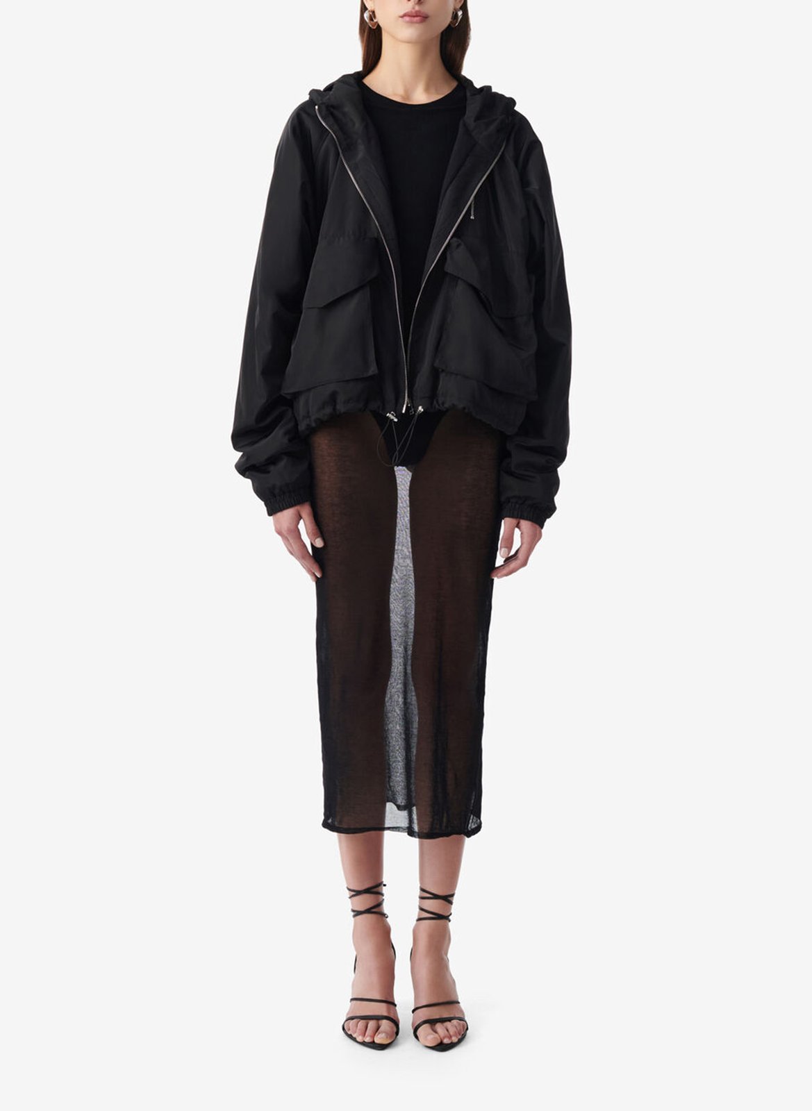 Straight windcheater with hood IRO Black