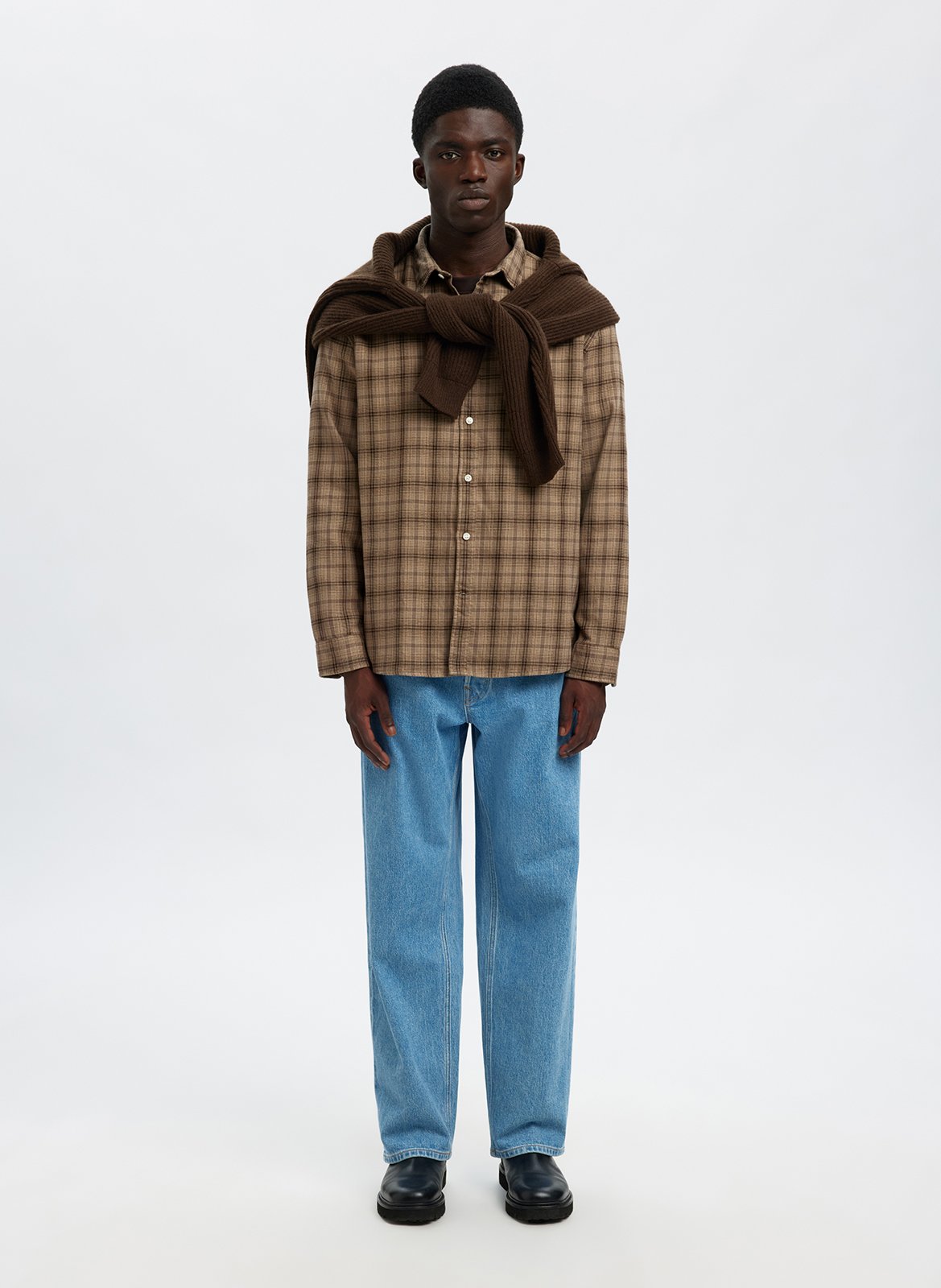 Gerade geschnittene Bluse aus Bio-Baumwolle mit klassischem Kragen SELECTED Beige