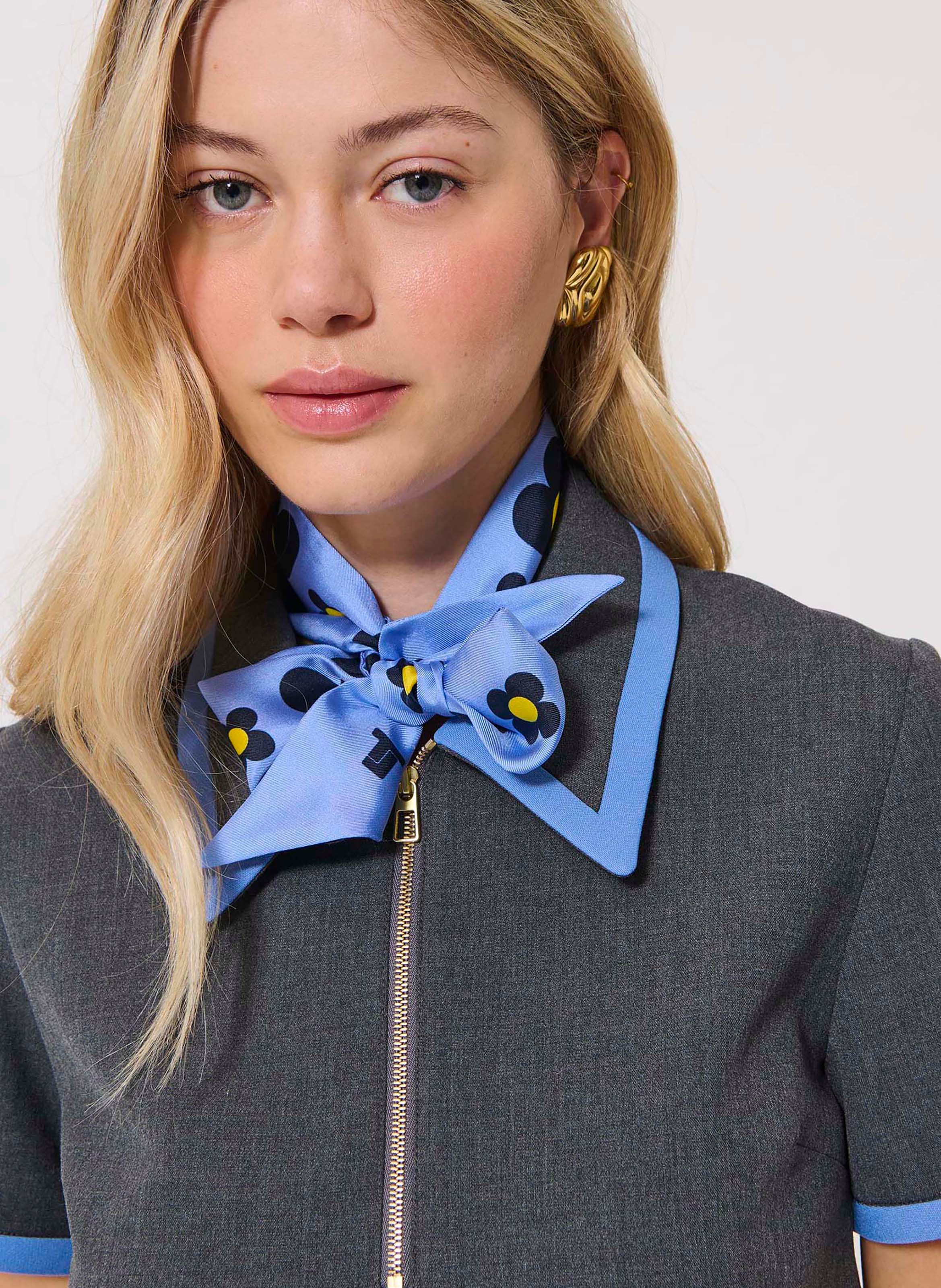 Dunne, zijden foulard met print TARA JARMON Blauw