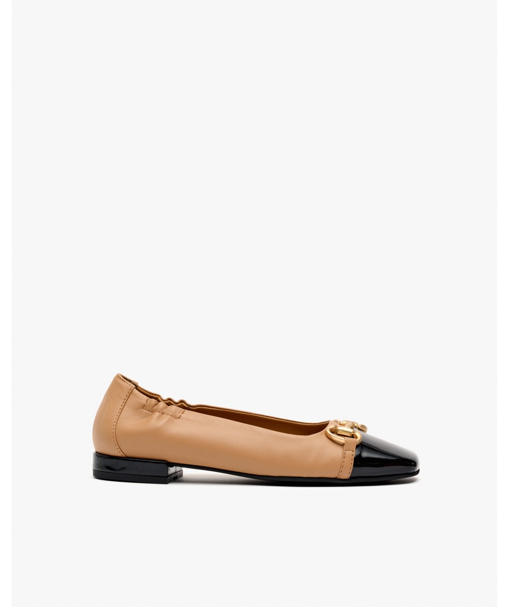 Two-tone brown leather ballet flats with ornament PEDRO MIRALLES Brown