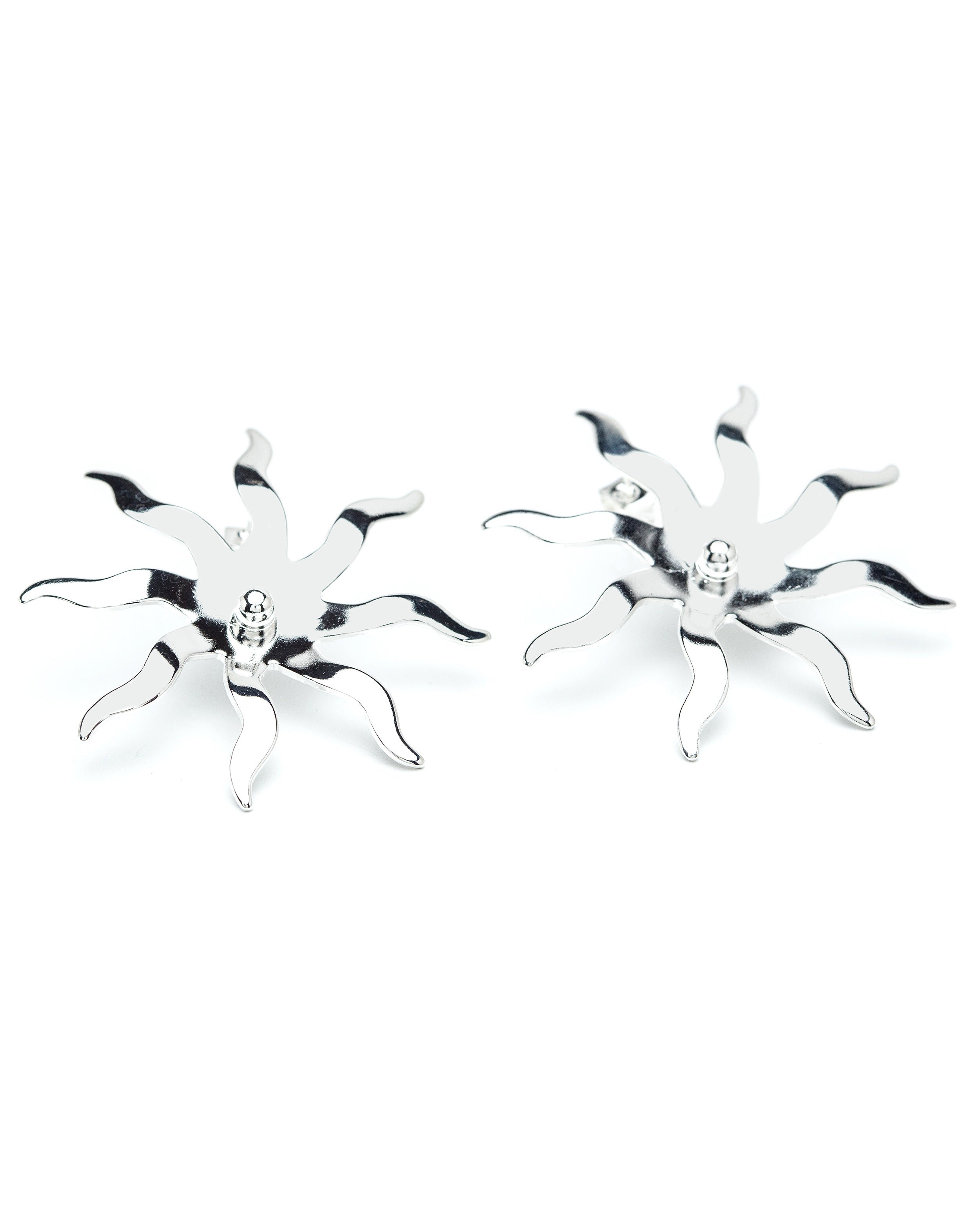 Maxi sun-shaped silver-plated stud earrings MONSIEUR SIMONE Silver