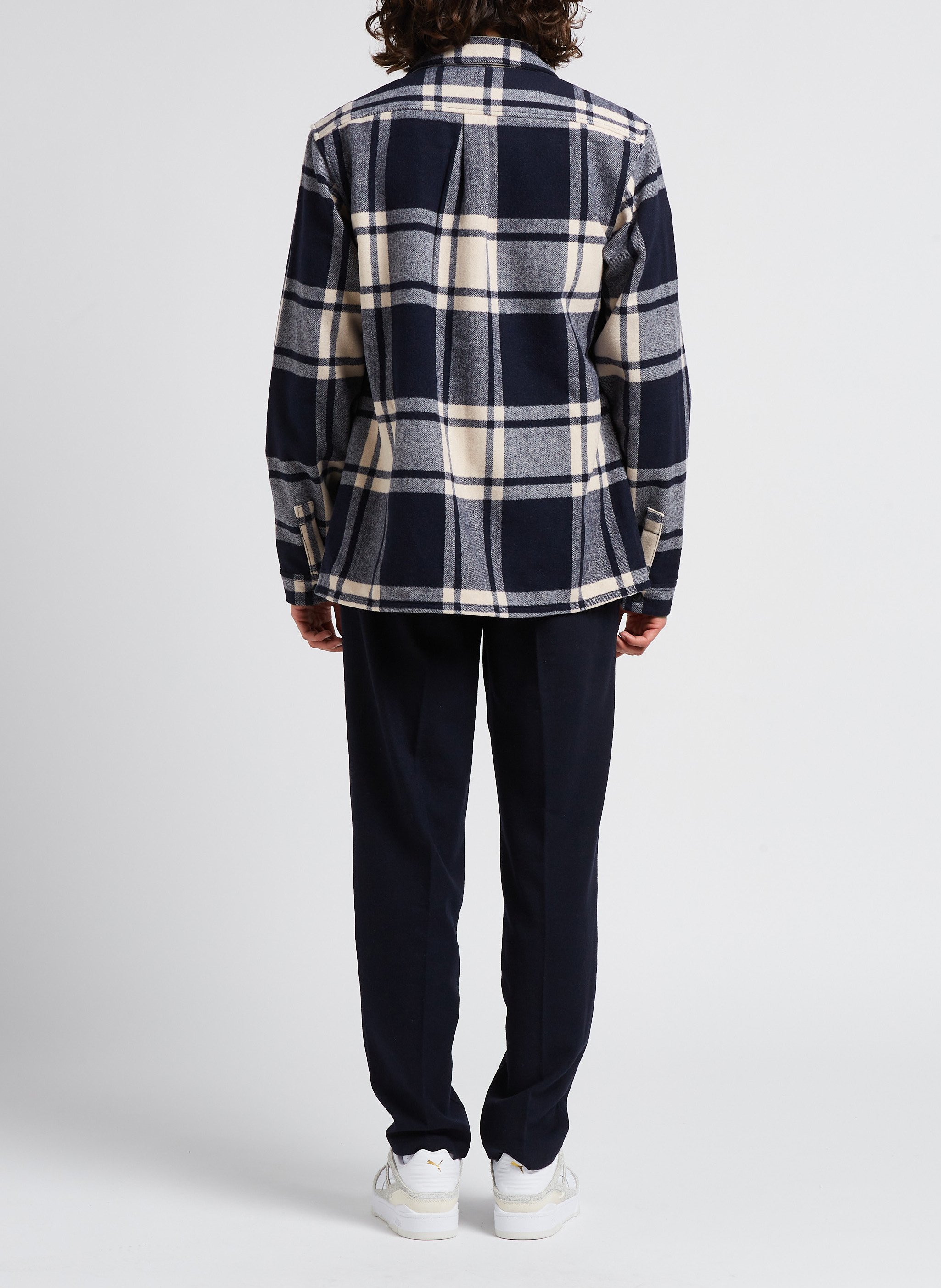 Wool-blend check overshirt with classic collar LES DEUX Multicolored