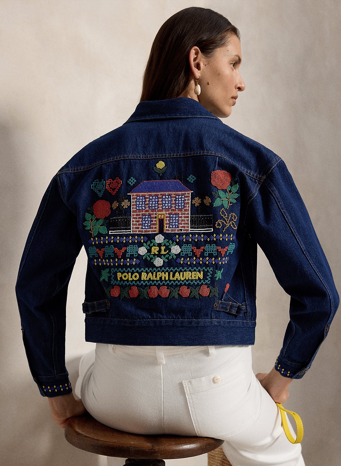 Veste droite col classique en coton brodé POLO RALPH LAUREN Azul