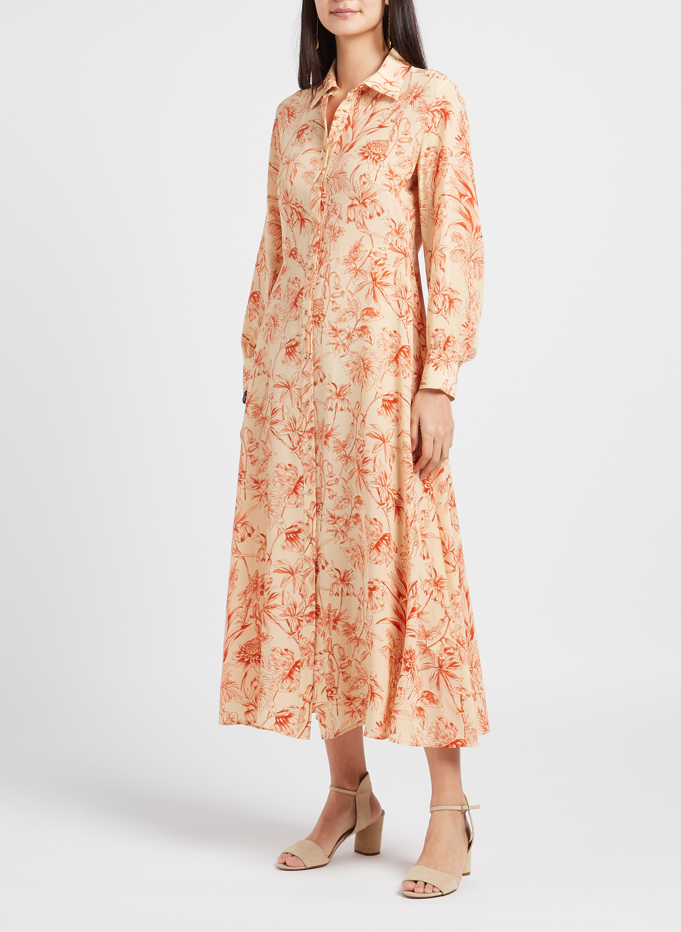 Robe chemise longue cintrée  ATTIC AND BARN Orange