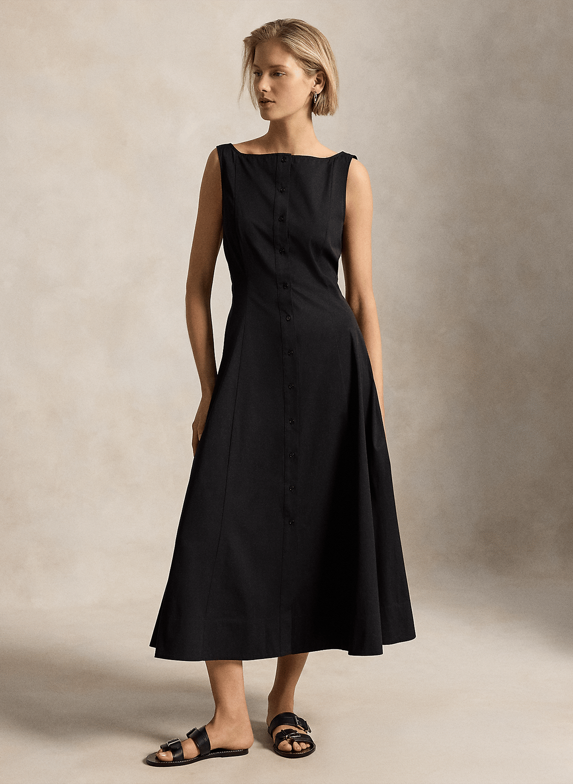 Long boat-neck dress POLO RALPH LAUREN Black