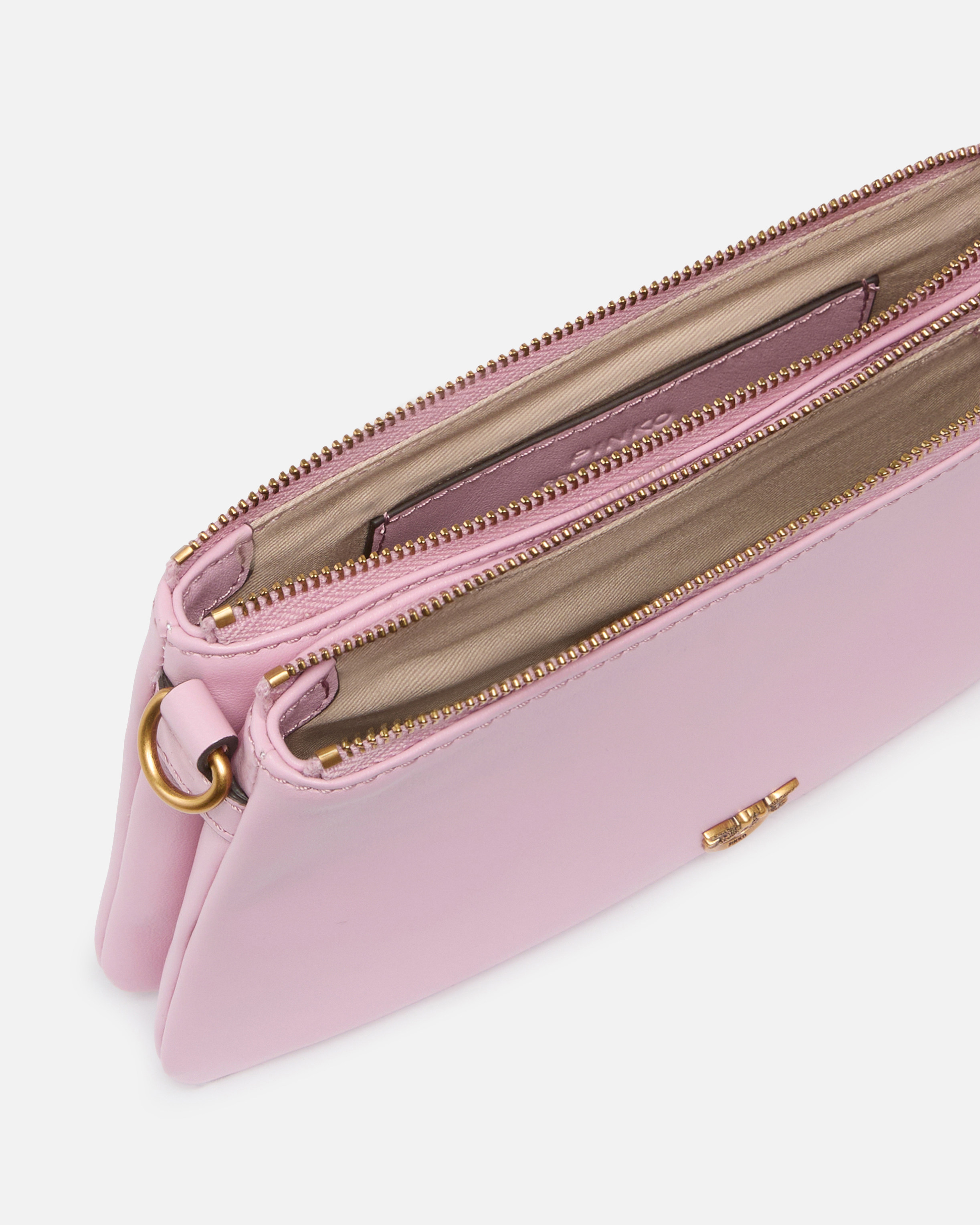 Petit sac à bandoulière mini double bag en cuir PINKO Rose