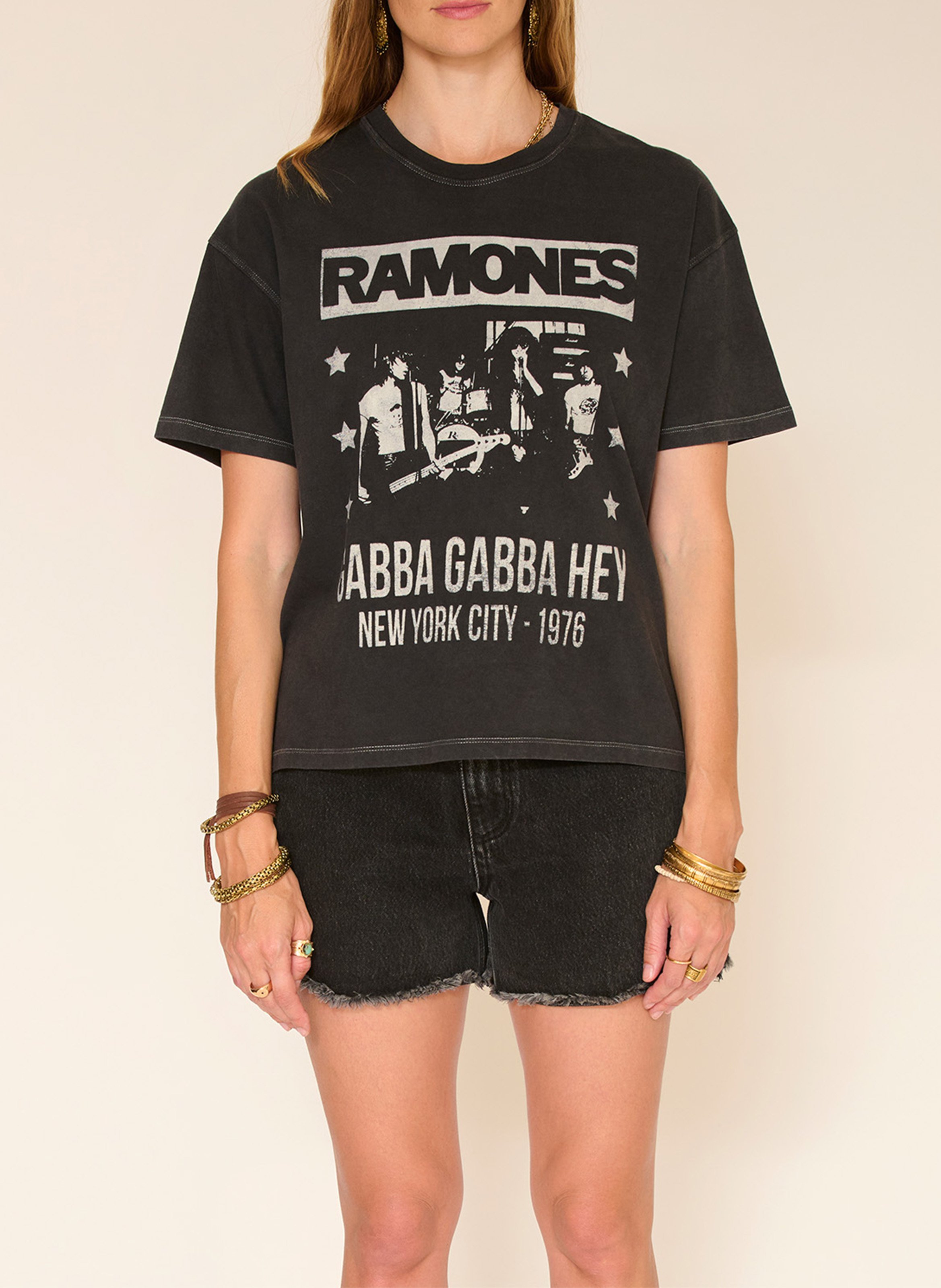 Loose printed round neck t-shirt MKT Black