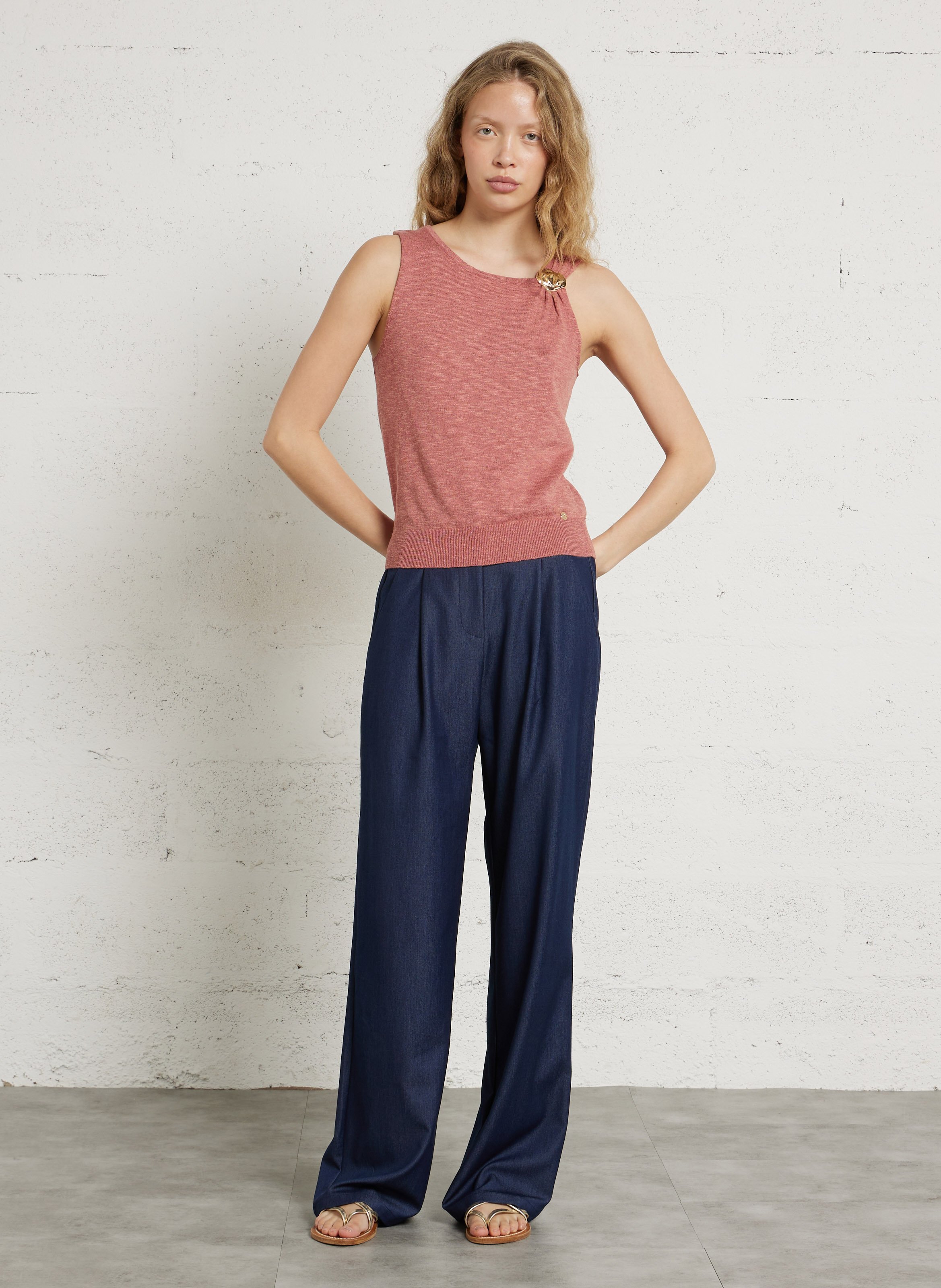 Débardeur en maille asymétrique LA PETITE ETOILE Rose