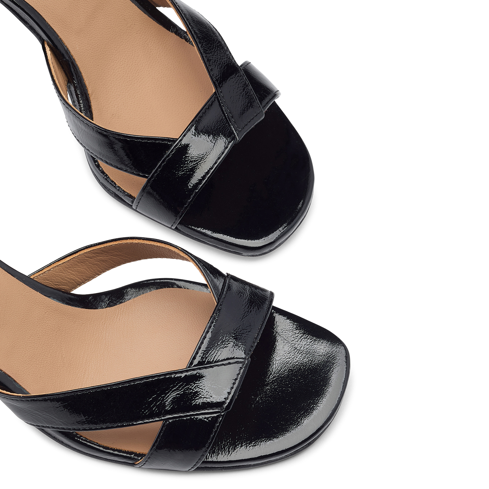 Sandales à talon en cuir vernis COSMOPARIS Noir