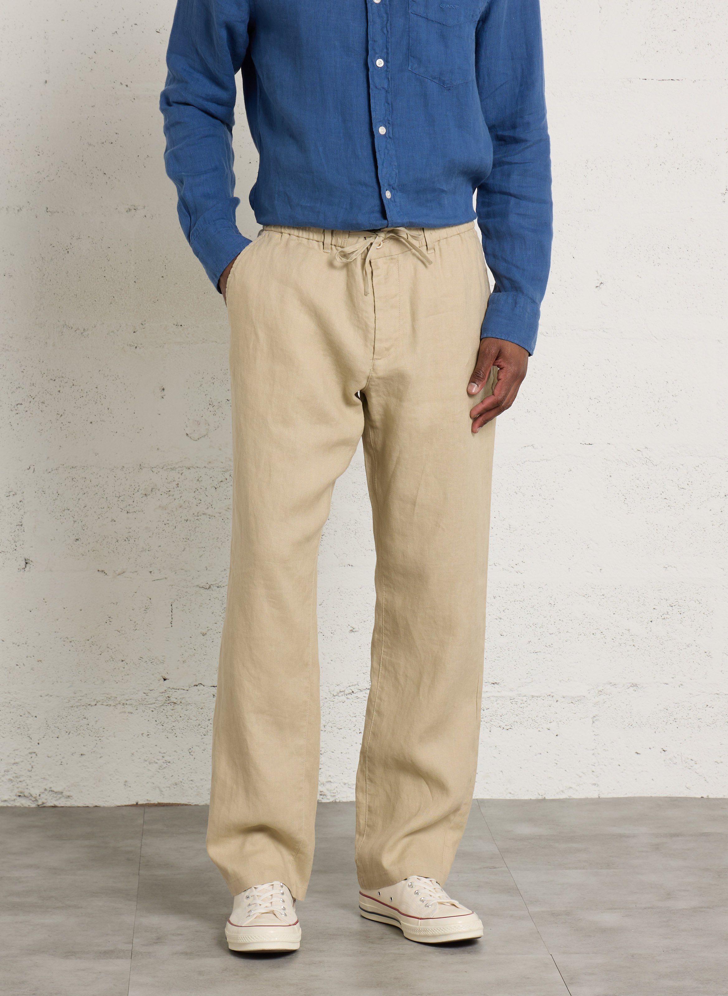 Pantalon droit uni en lin GANT