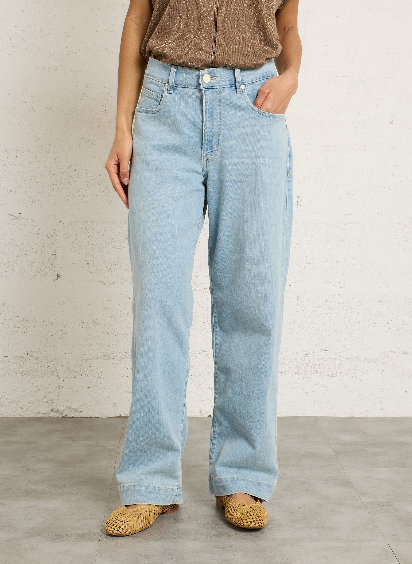 Jean boyfriend large uni SUD EXPRESS Bleu