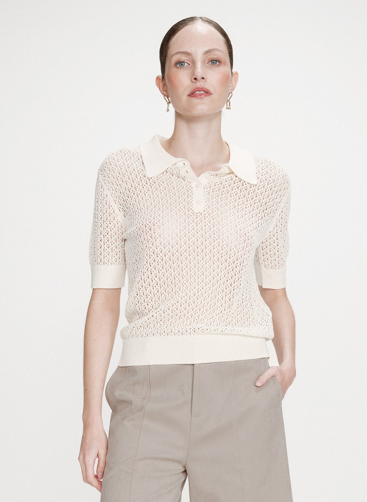 Polo en coton mélangé GRACE ET MILA Blanc