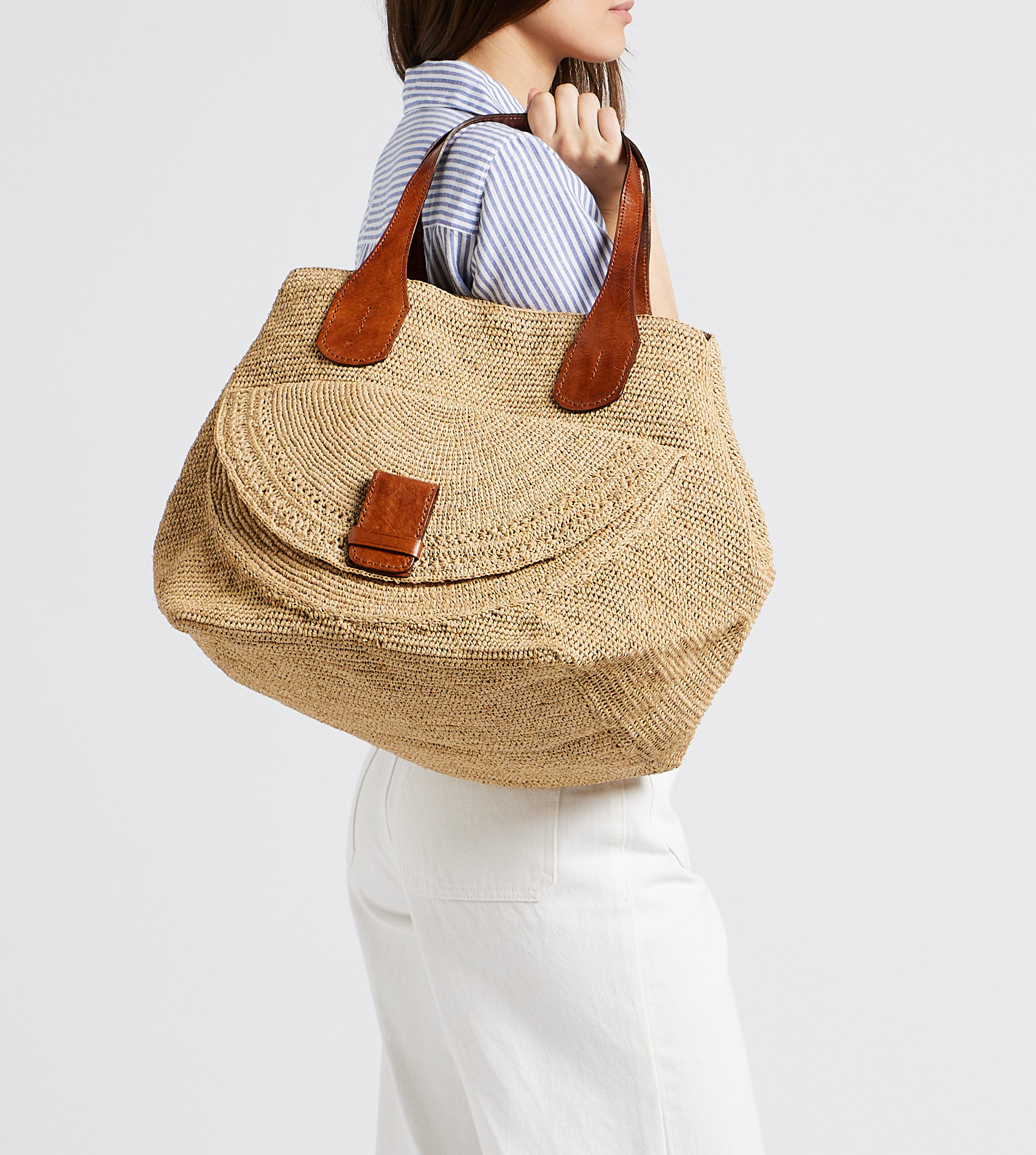 Sac cabas en raphia IBELIV Beige