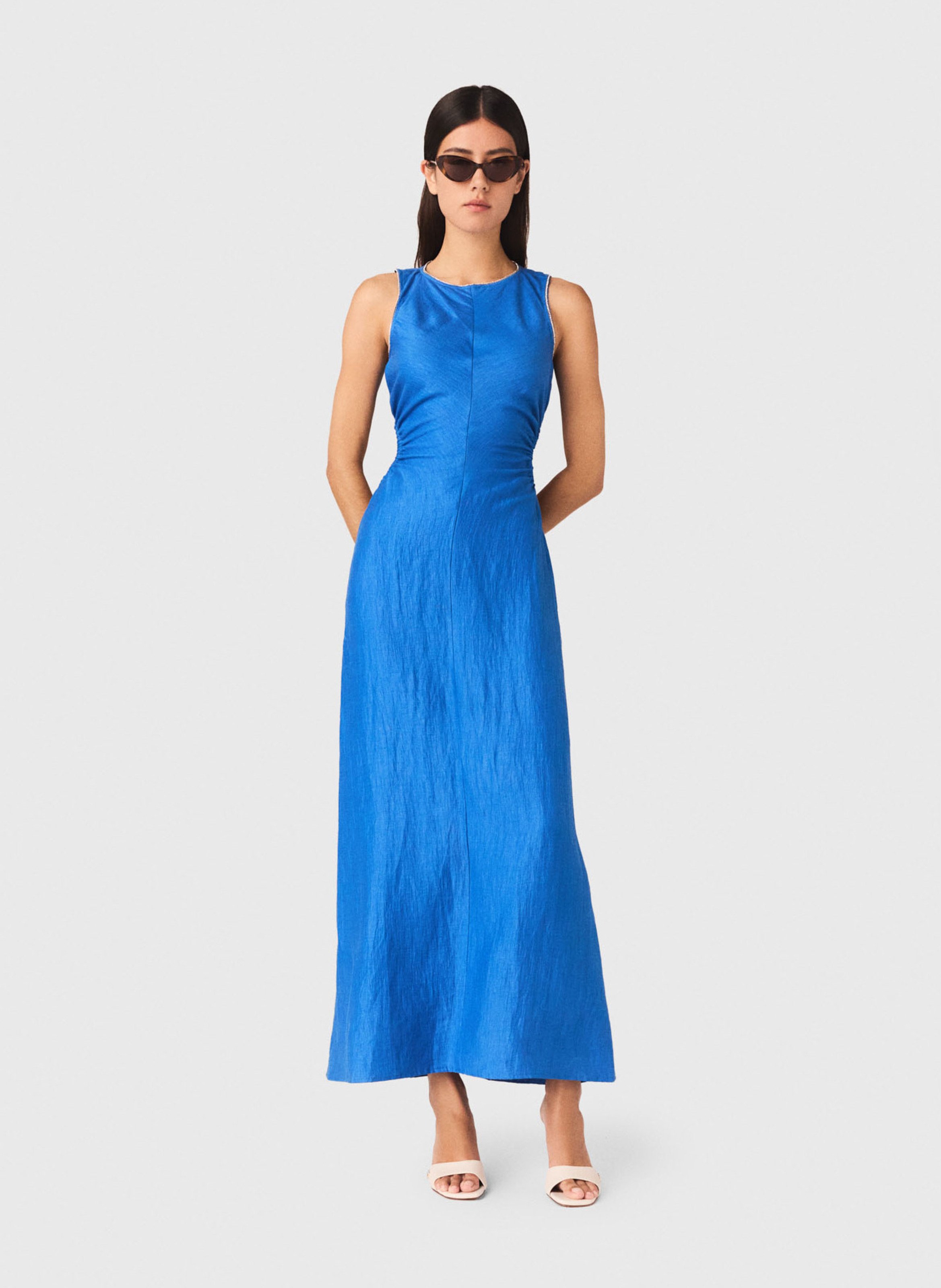 Halflange, glanzende jurk MAJE Blauw