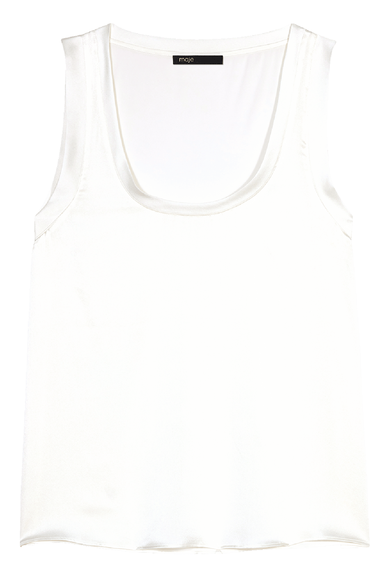Round neck silk blend tank top MAJE White