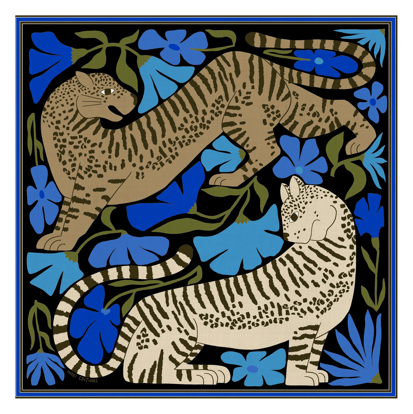 Foulard carré imprimé en soie mélangé INOUI EDITIONS