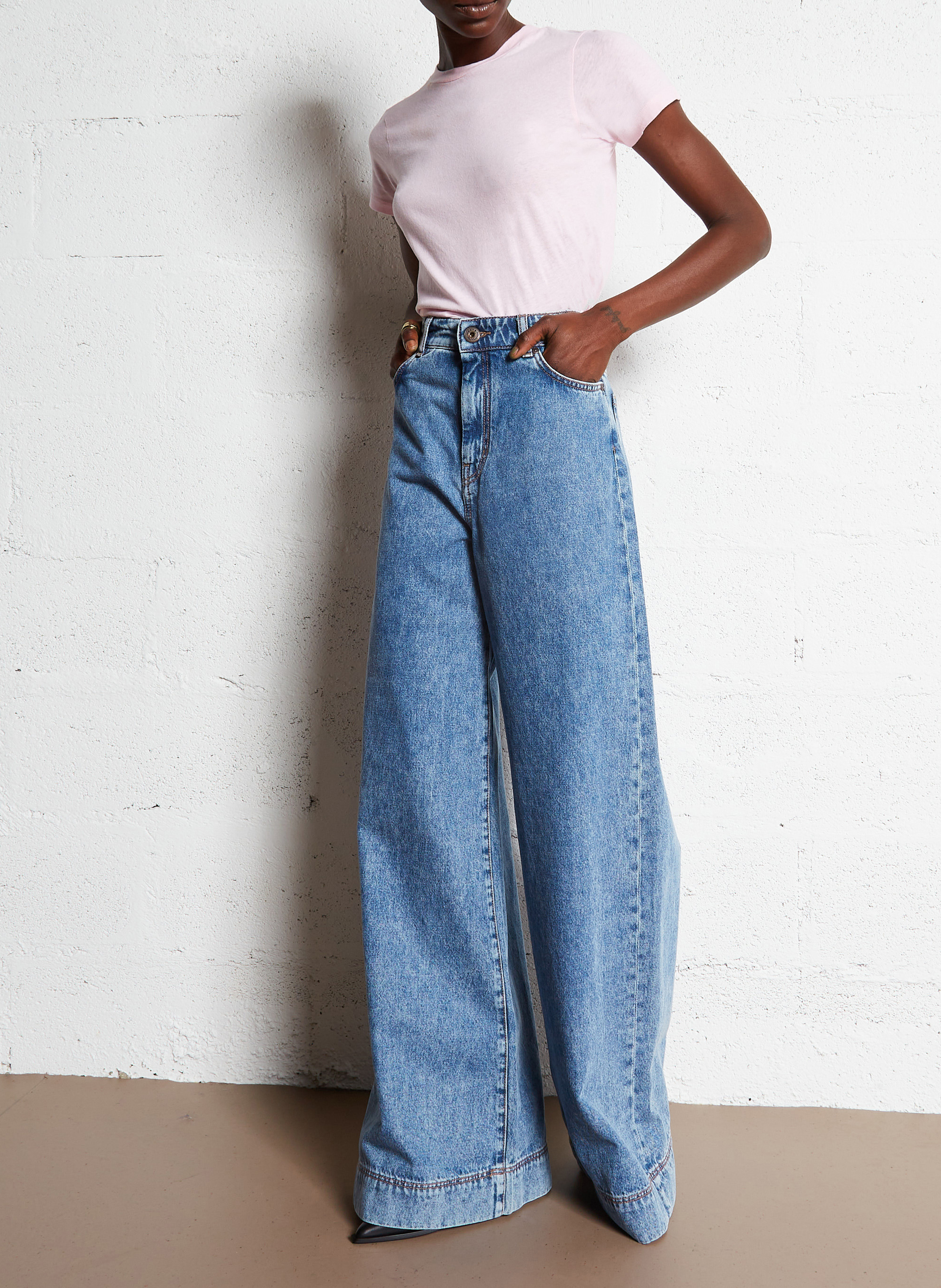 Tee-shirt col rond en coton AMERICAN VINTAGE Rose