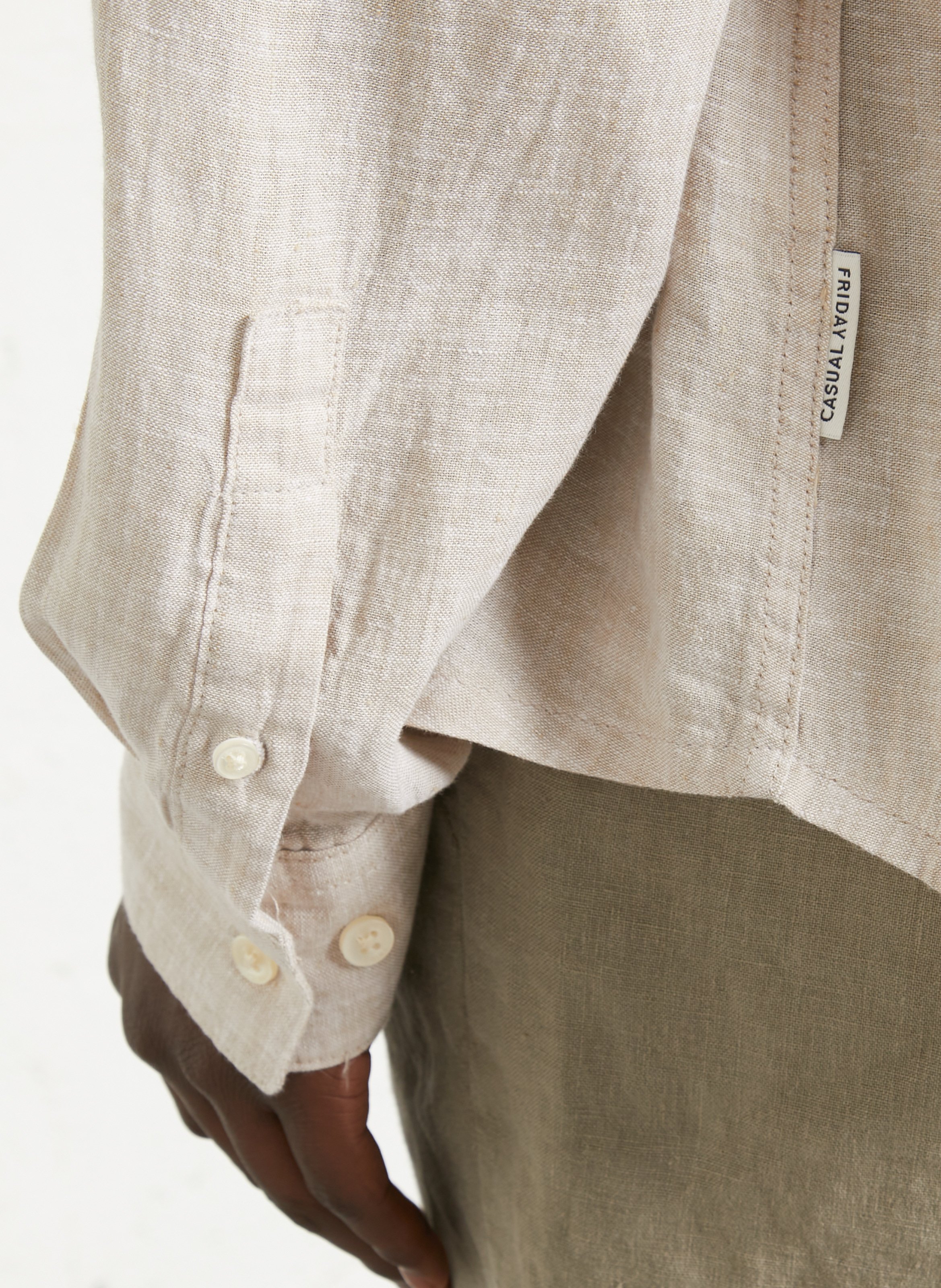 Chemise col classique en lin mélangé CASUAL FRIDAY Gris