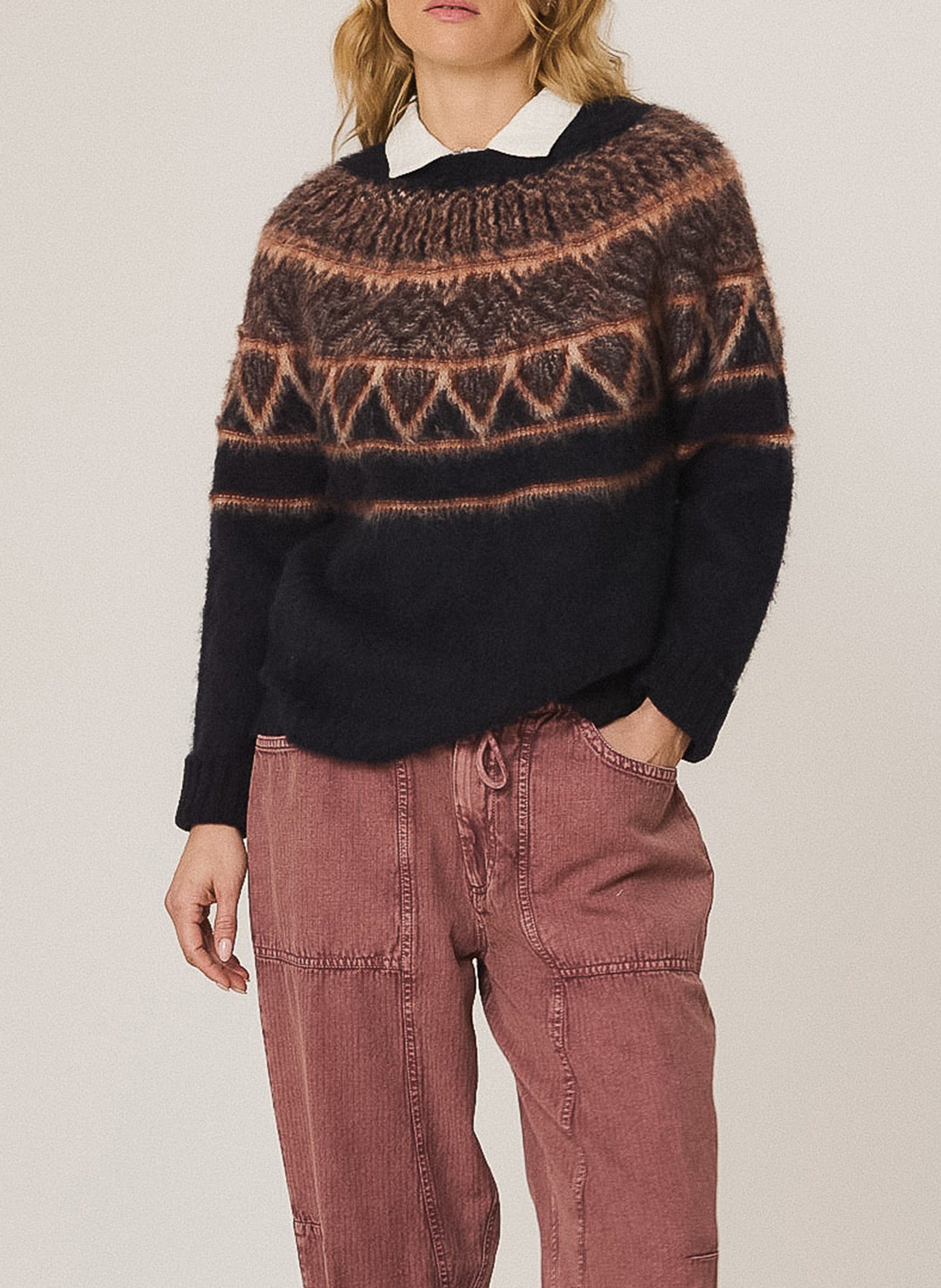 Pull droit col rond INDI & COLD Bleu