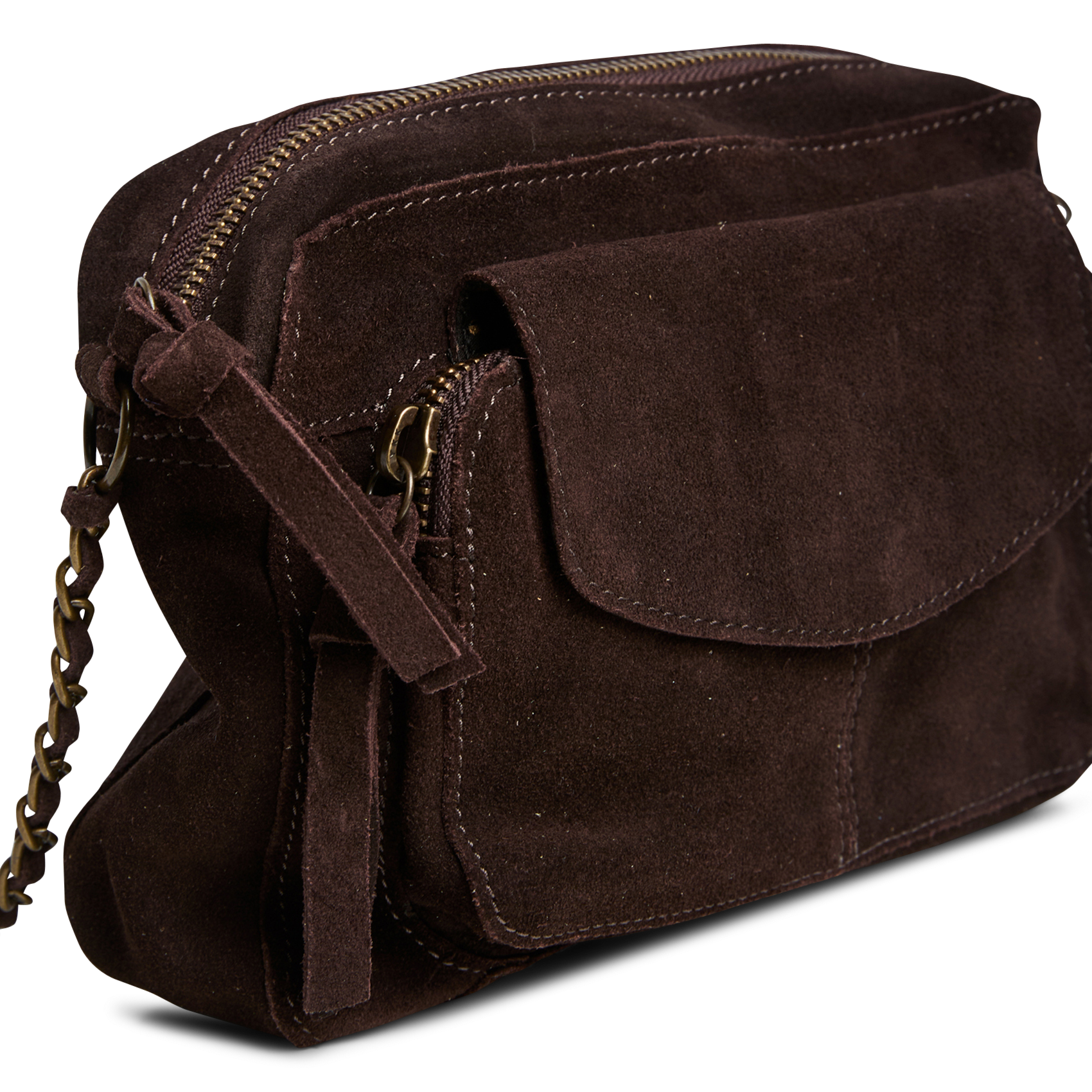 Sac bandoulière en cuir façon serpent | Marron PIECES Femme