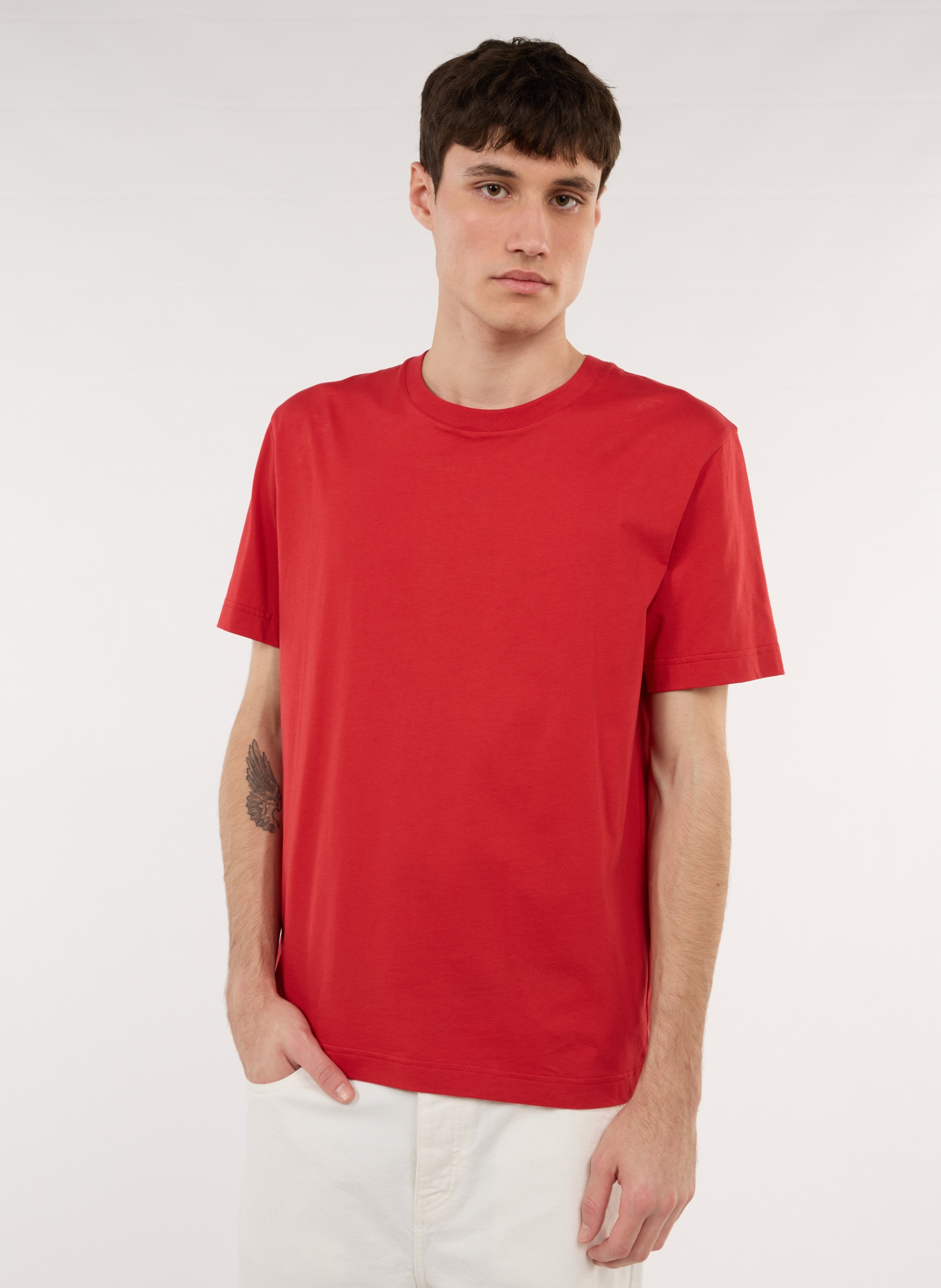 T-shirt van biokatoen met ronde hals SAISON 1865 Rood